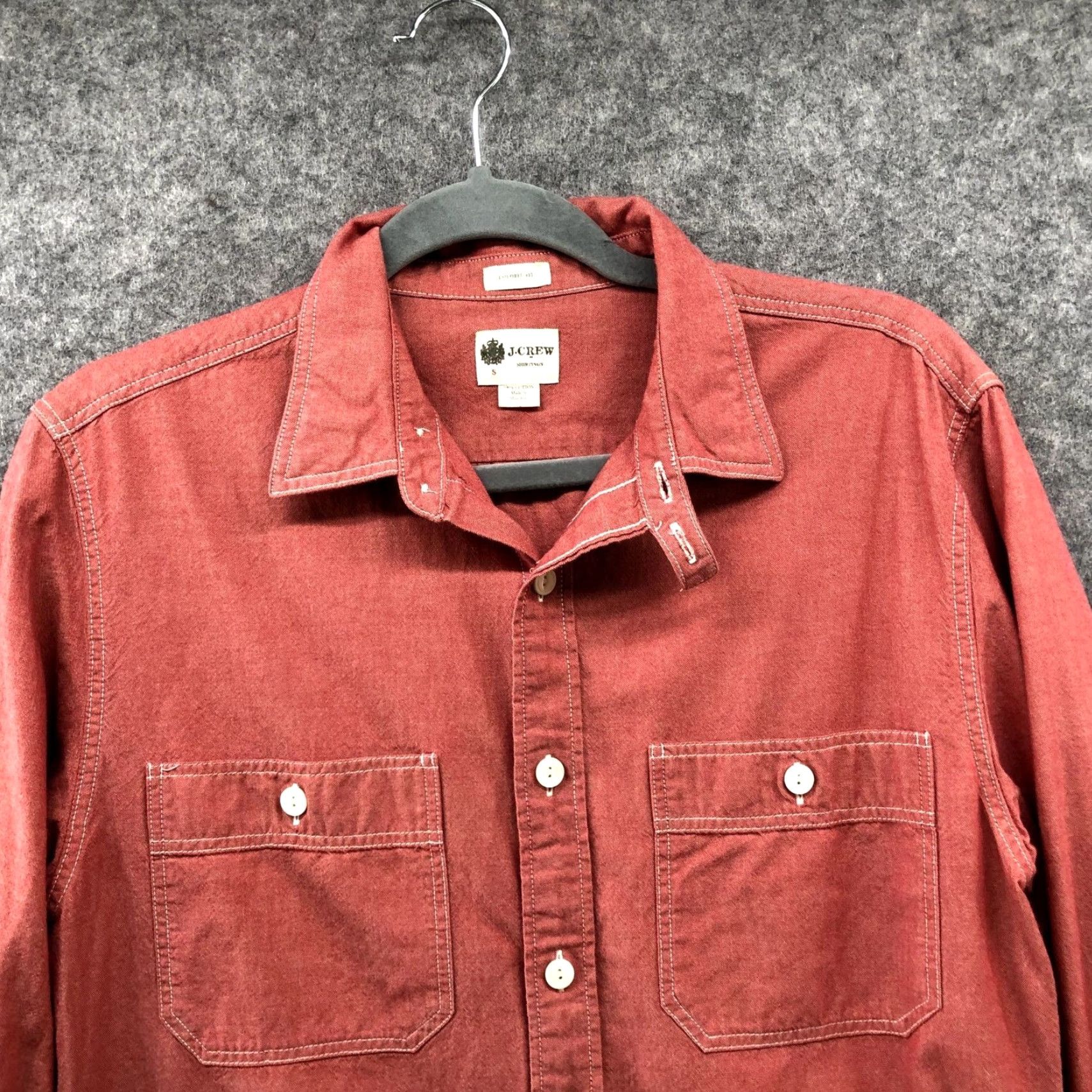 J.Crew J. Crew Shirt Mens S Button-Up Long Sleeve Salmon Pink Cotton Tailored Fit Chest Pockets Size US S / EU 44-46 / 1 - 3 Thumbnail