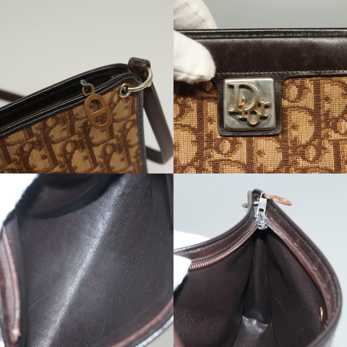 Dior DIOR Trotter Canvas Shoulder Bag Brown Gold Size ONE SIZE - 11 Thumbnail
