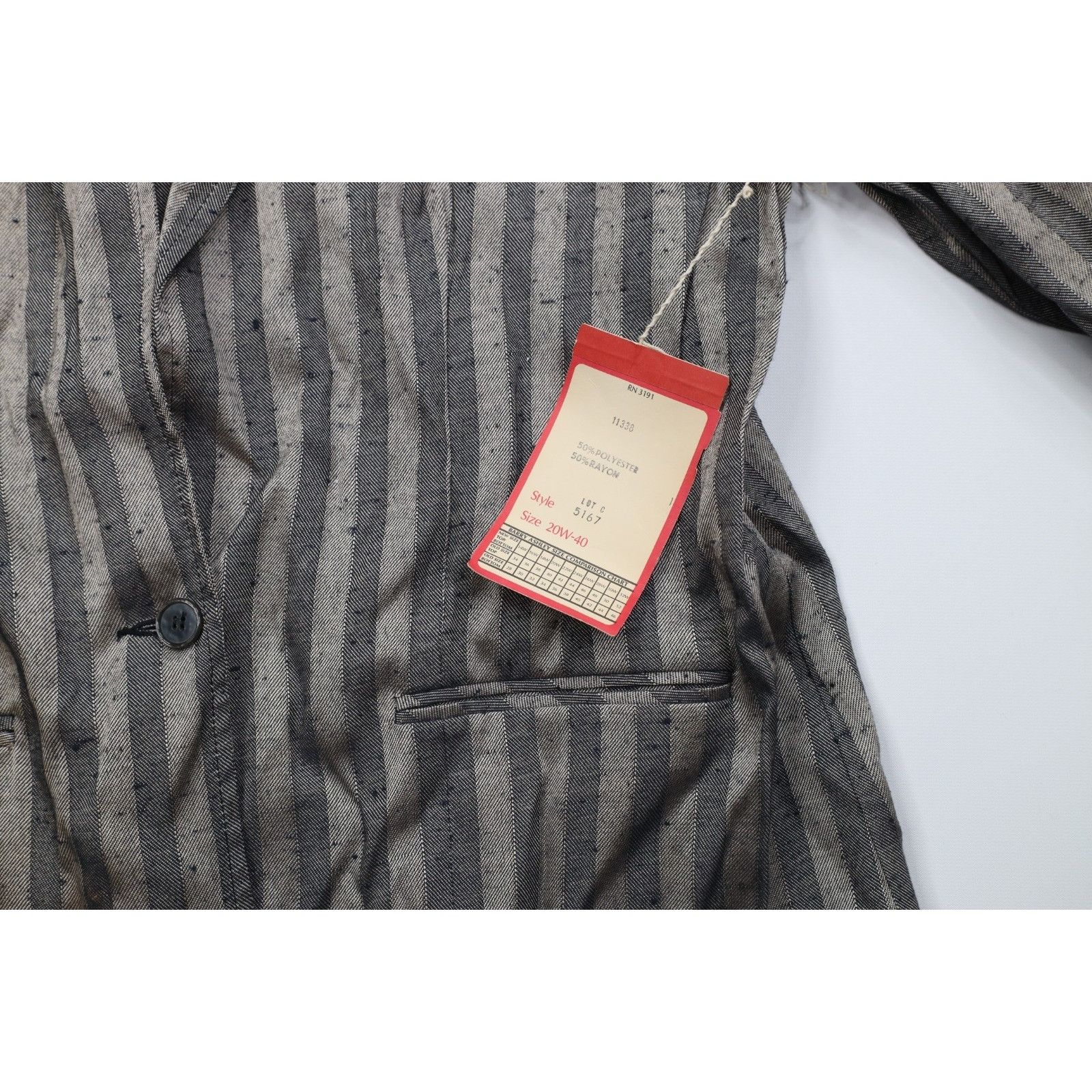 Vintage Deadstock Vintage 70s Rayon Gabardine Striped 2 Piece Suit Size 3XL / US 20-22 - 6 Thumbnail