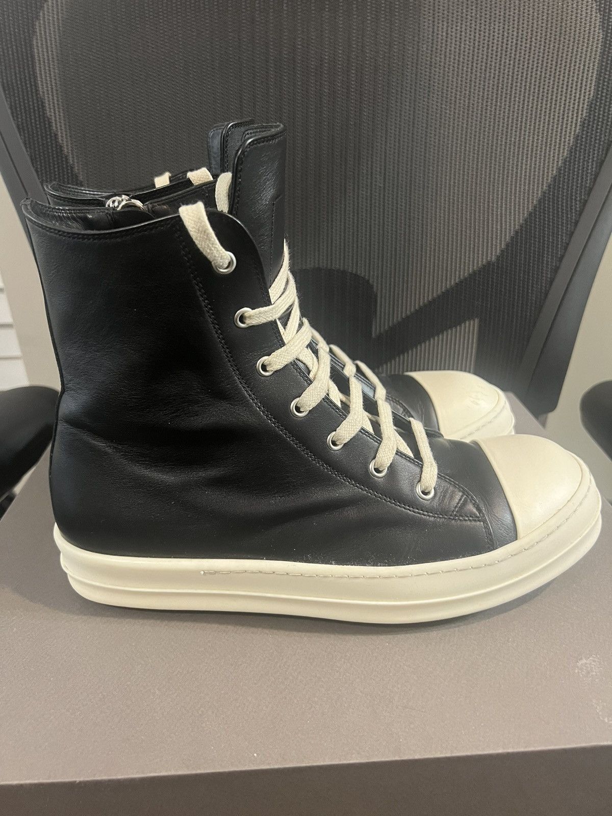 Rick Owens Mainline Leather Ramones High Top Black Size US 9 / EU 42 - 8 Thumbnail