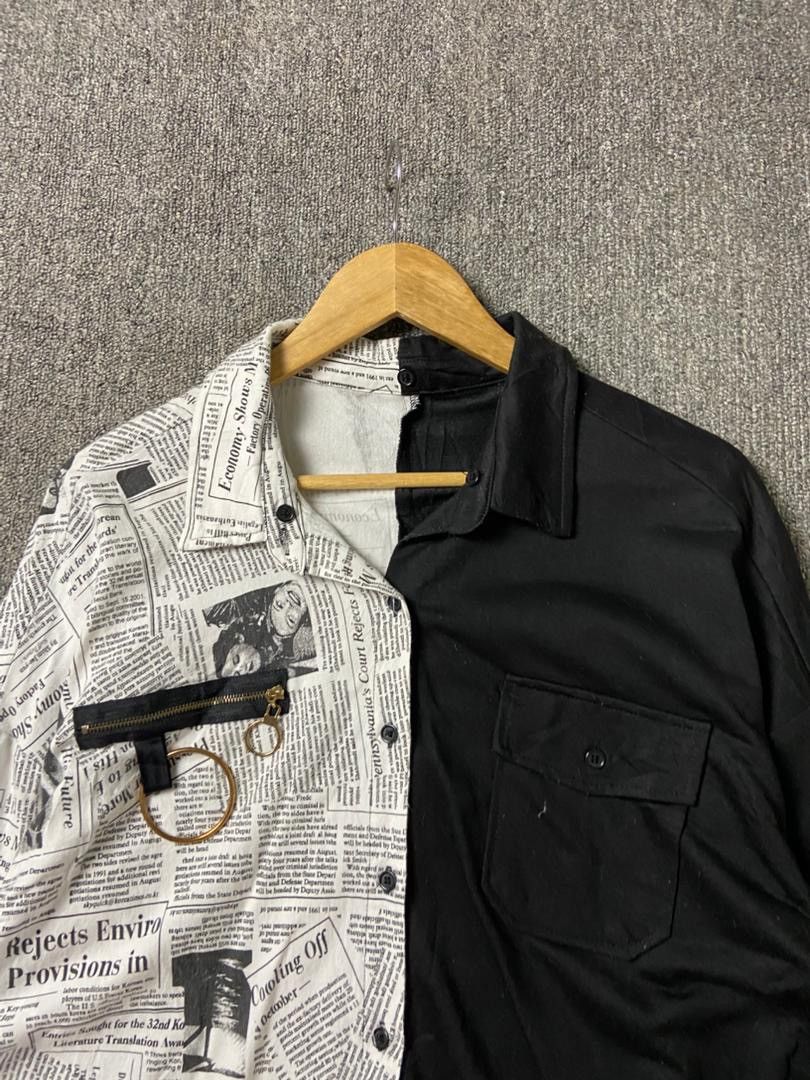 Japanese Brand Baby Shoop Split Design Newspaper Shirts (202) Size US S / EU 44-46 / 1 - 7 Thumbnail