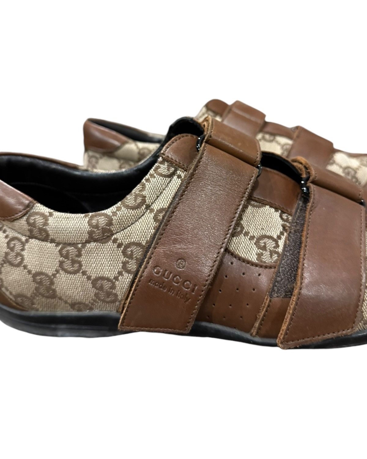 Gucci Gucci Vintage Velcro Monogram Canvas and Leather Shoes Size US 10 / EU 43 - 2 Thumbnail