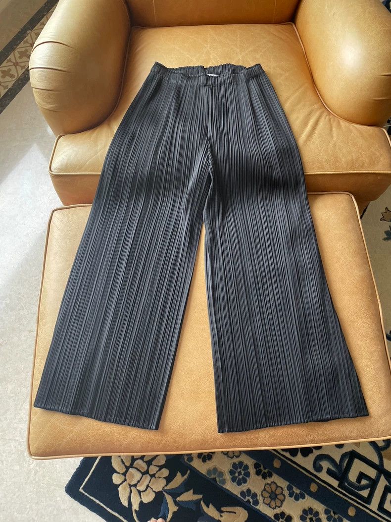 Issey Miyake Issey Miyake size:3 Black pleated color-blocked casual pan Size 23" - 6 Thumbnail