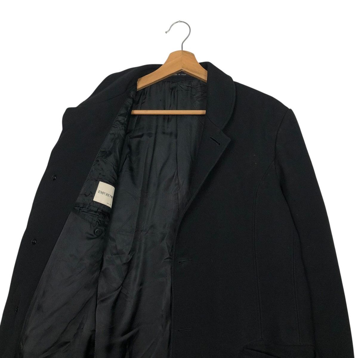Emporio Armani 🔥RICH BLACK VINTAGE FLY LONG COATS WOOL EMPORIO ARMANI ITALY Size US M / EU 48-50 / 2 - 15 Thumbnail