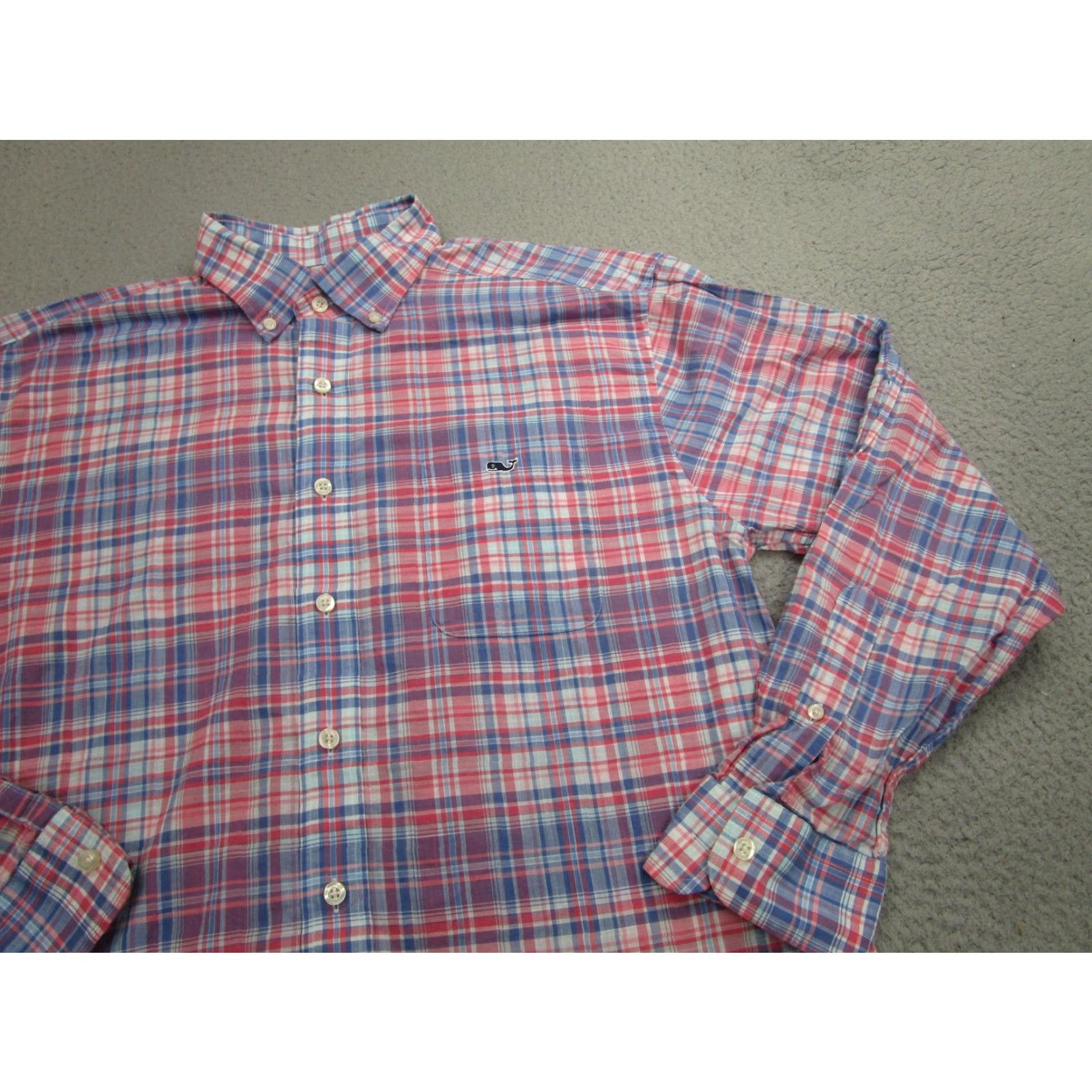 Vineyard Vines Vineyard Vines Shirt Mens Large Pink Blue Plaid Classic Fit Tucker Cotton Preppy Size US L / EU 52-54 / 3 - 2 Thumbnail