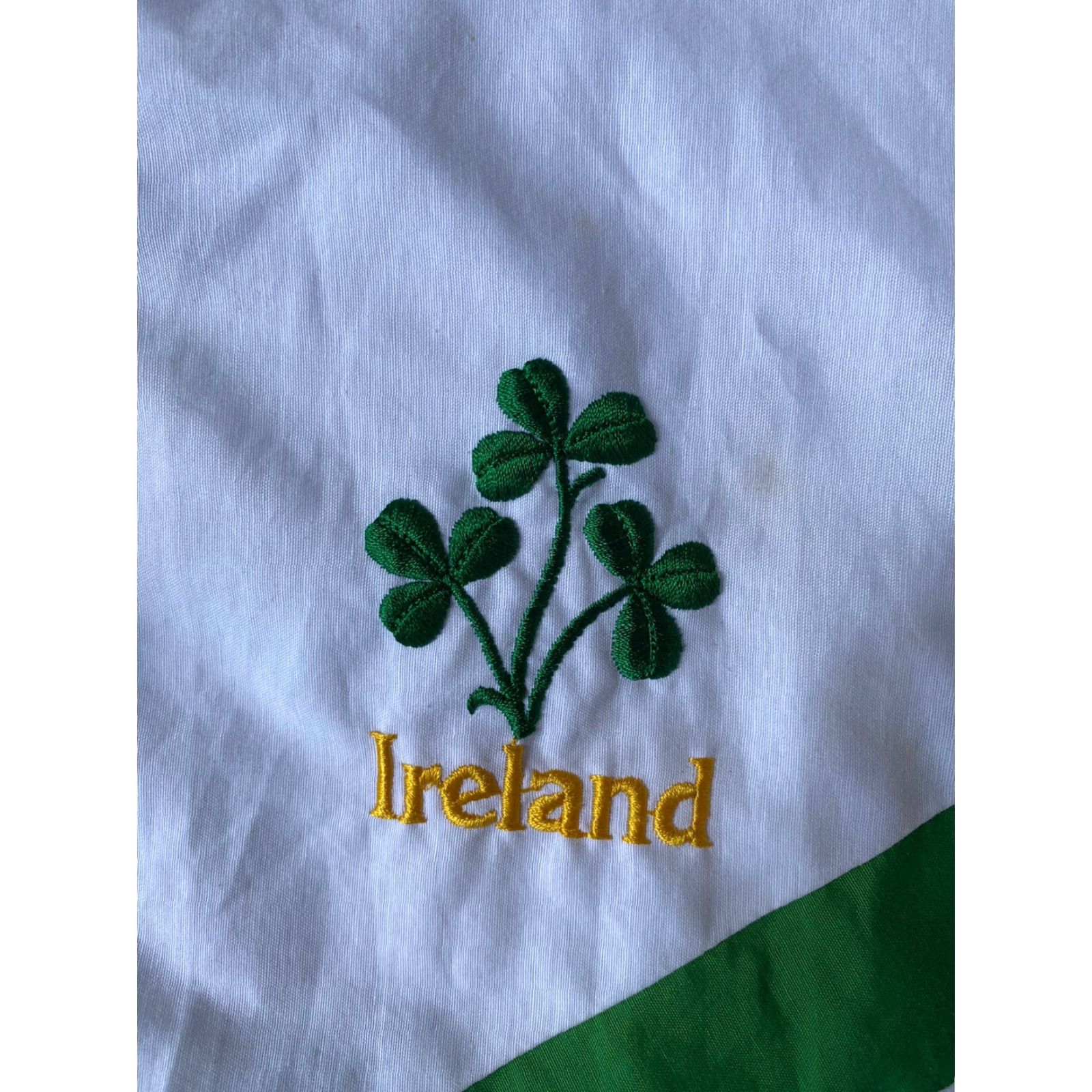Vintage VINTAGE Ireland Windbreaker Jacket Striped Nylon Zip Logo Embroidered Green 34-36 M/L 80s Mens Jacket Size US M / EU 48-50 / 2 - 4 Thumbnail