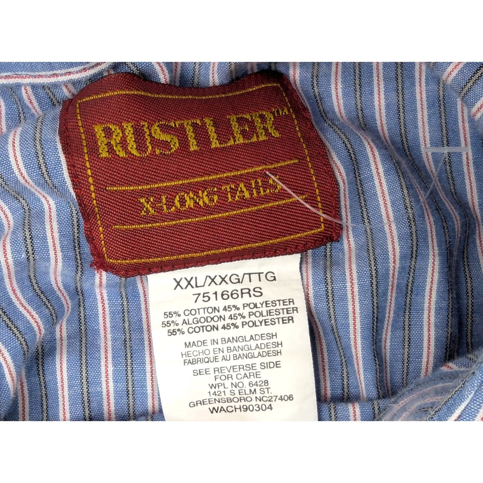 Vintage VINTAGE Rustler Shirt Men 2XL Western Pearl Snap Striped Blue Red X-Long Tails Button-Up Shirt Size US XXL / EU 58 / 5 - 4 Thumbnail