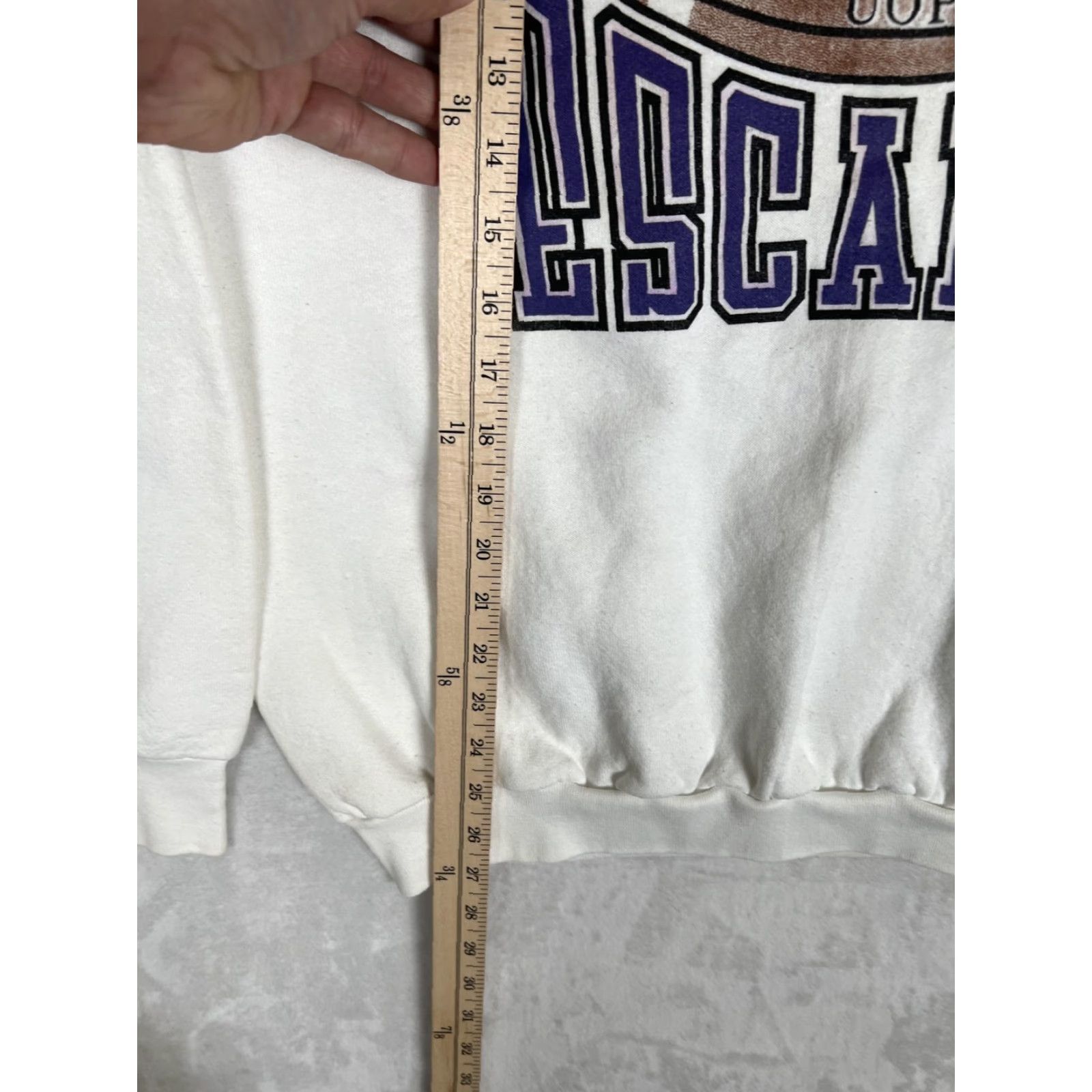 Fruit Of The Loom VINTAGE Ripon Escalon Football Sweatshirt Mens XL White 1993 Championships Plush Fleece Graphic Print Pull Over Crew Neck Size US XL / EU 56 / 4 - 5 Thumbnail