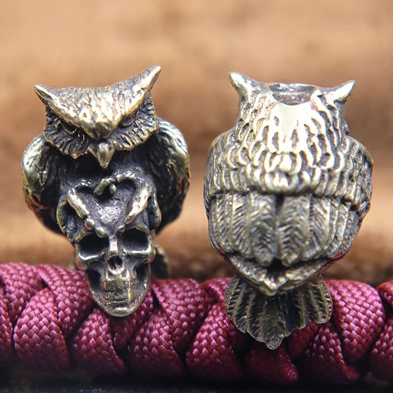 Handmade 3Pcs Owl Skull Knife Beads Paracord Bead Zipper Umbrella Size ONE SIZE - 6 Thumbnail