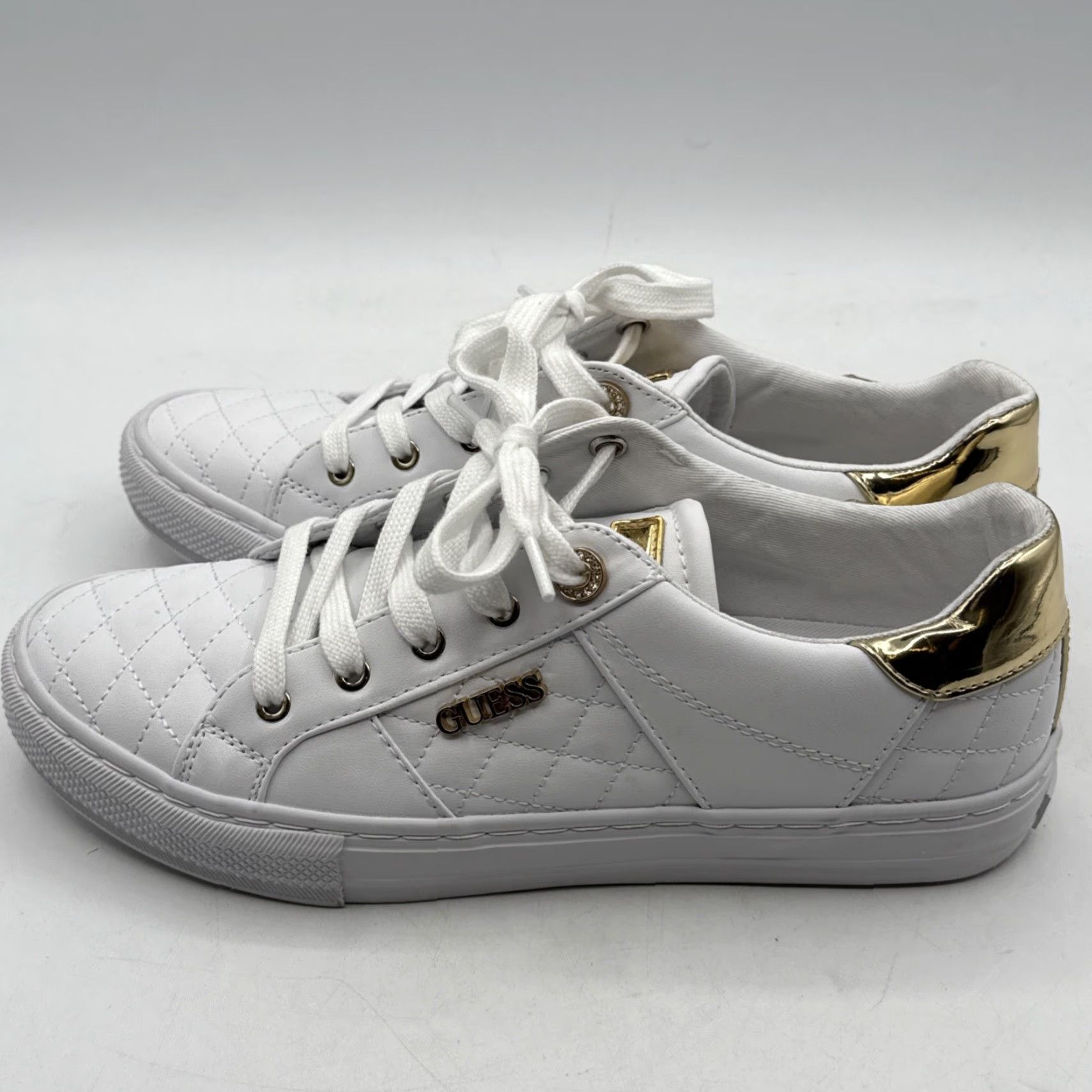 Guess GUESS Women's Loven Casual Lace-Up Sneakers, White, Size 9M Gold Rhinestones - Casual Sneakers Women 9M White Rhinestones GUESS Loven Size US 9 / IT 39 - 6 Thumbnail