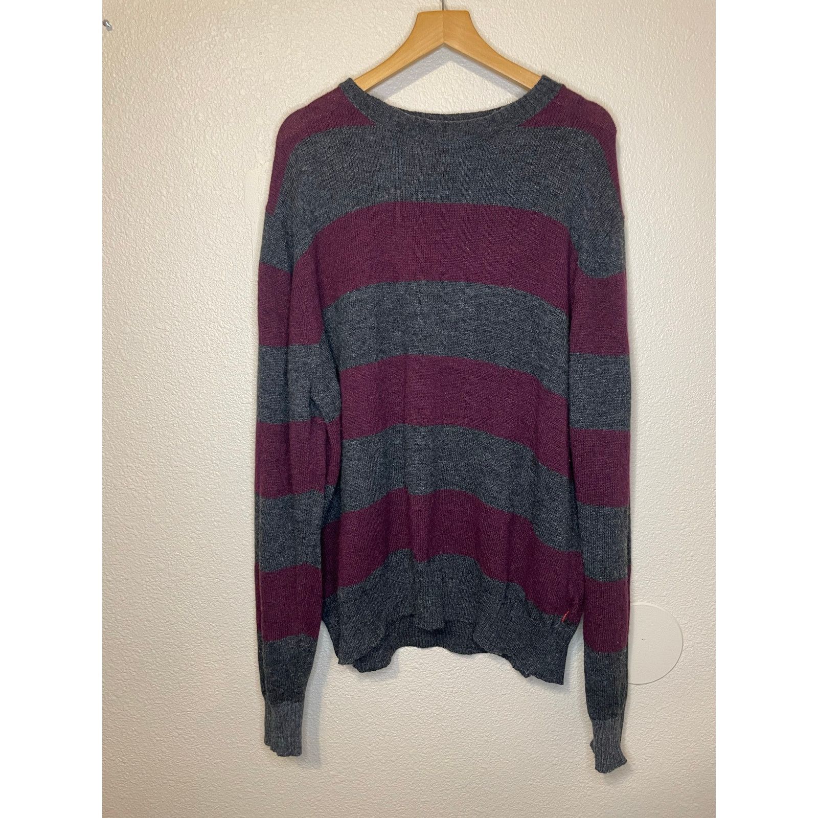 Izod IZOD Wool Blend Grey Purple Striped Crew Neck Sweater XXL Size US XXL / EU 58 / 5 - 11 Thumbnail