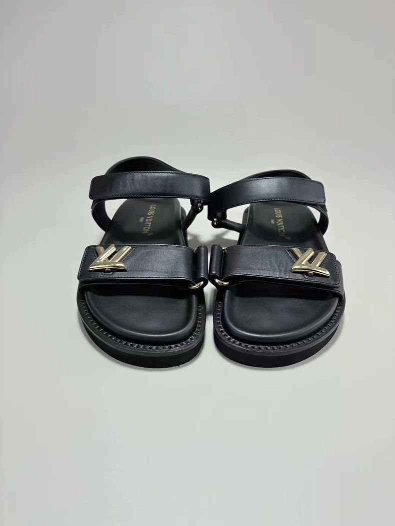Louis Vuitton Louis Vuitton SUNSET Black Gold Velcro Sandals Size US 5 / EU 37 - 2 Thumbnail