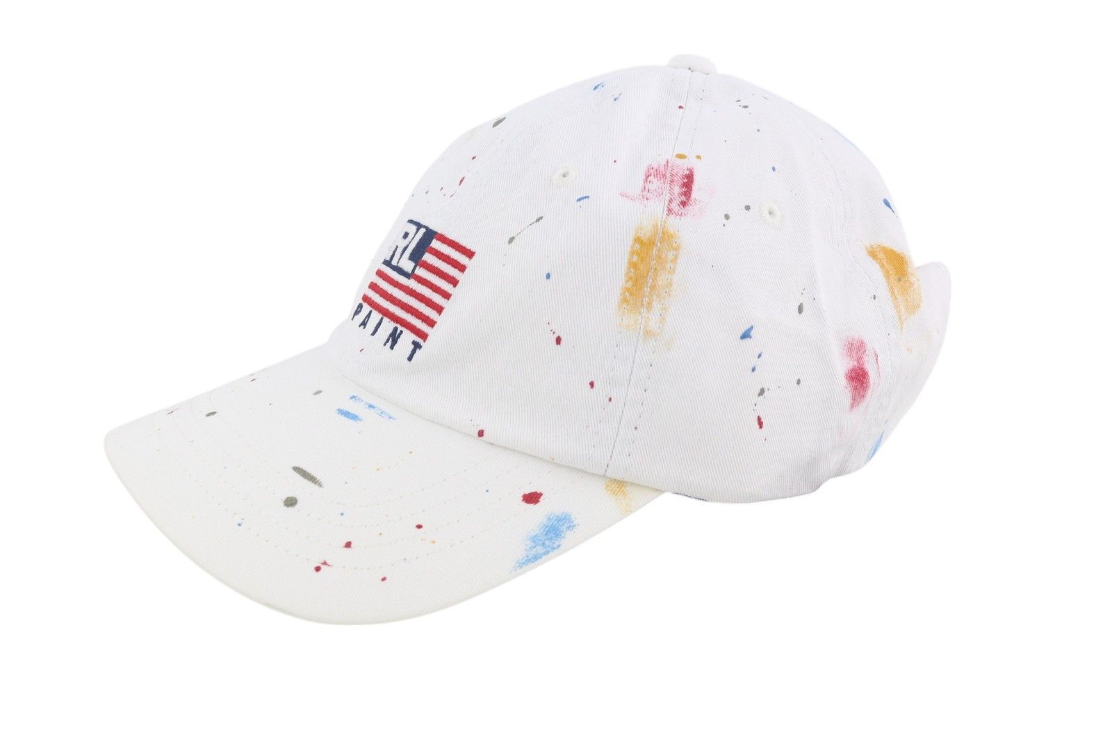 Polo Ralph Lauren 59 CM White Paint Colourful Sport Baseball Cap 84676 Size ONE SIZE - 1 Thumbnail