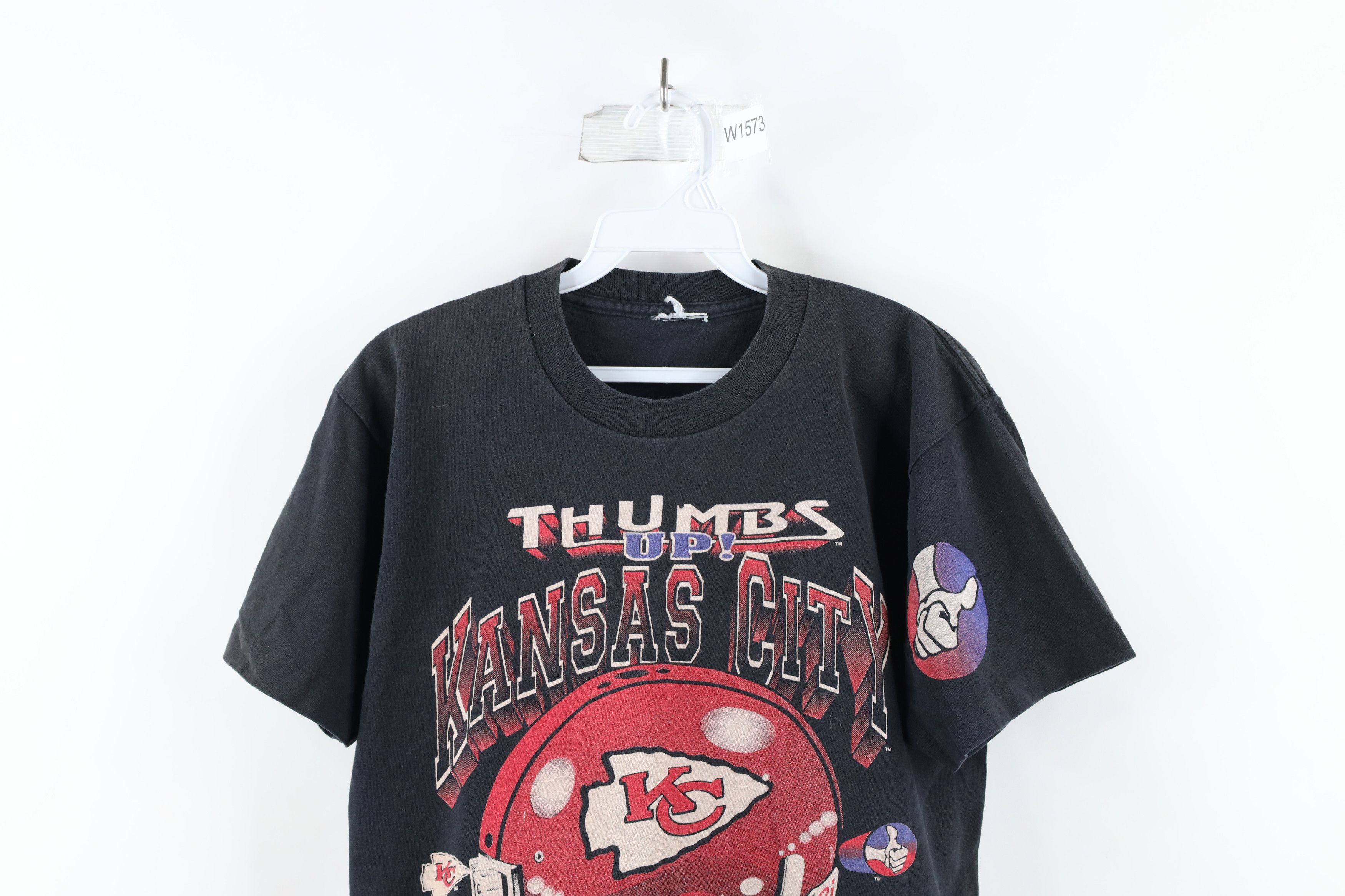 Vintage Vintage 90s Thumbs Up Kansas City Chiefs Football T-Shirt Size US M / EU 48-50 / 2 - 2 Thumbnail