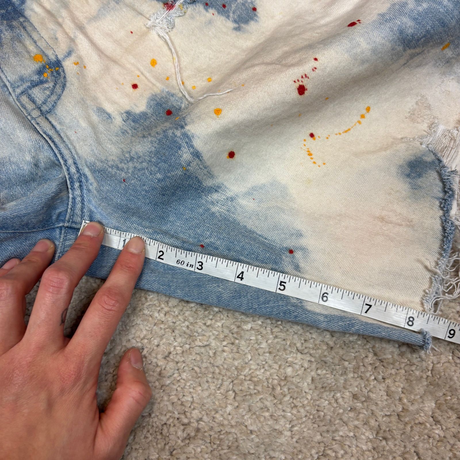 Purple Brand Purple Brand P020 Light Faded Bleached Out Splatter Jorts 31 Size US 31 - 7 Thumbnail