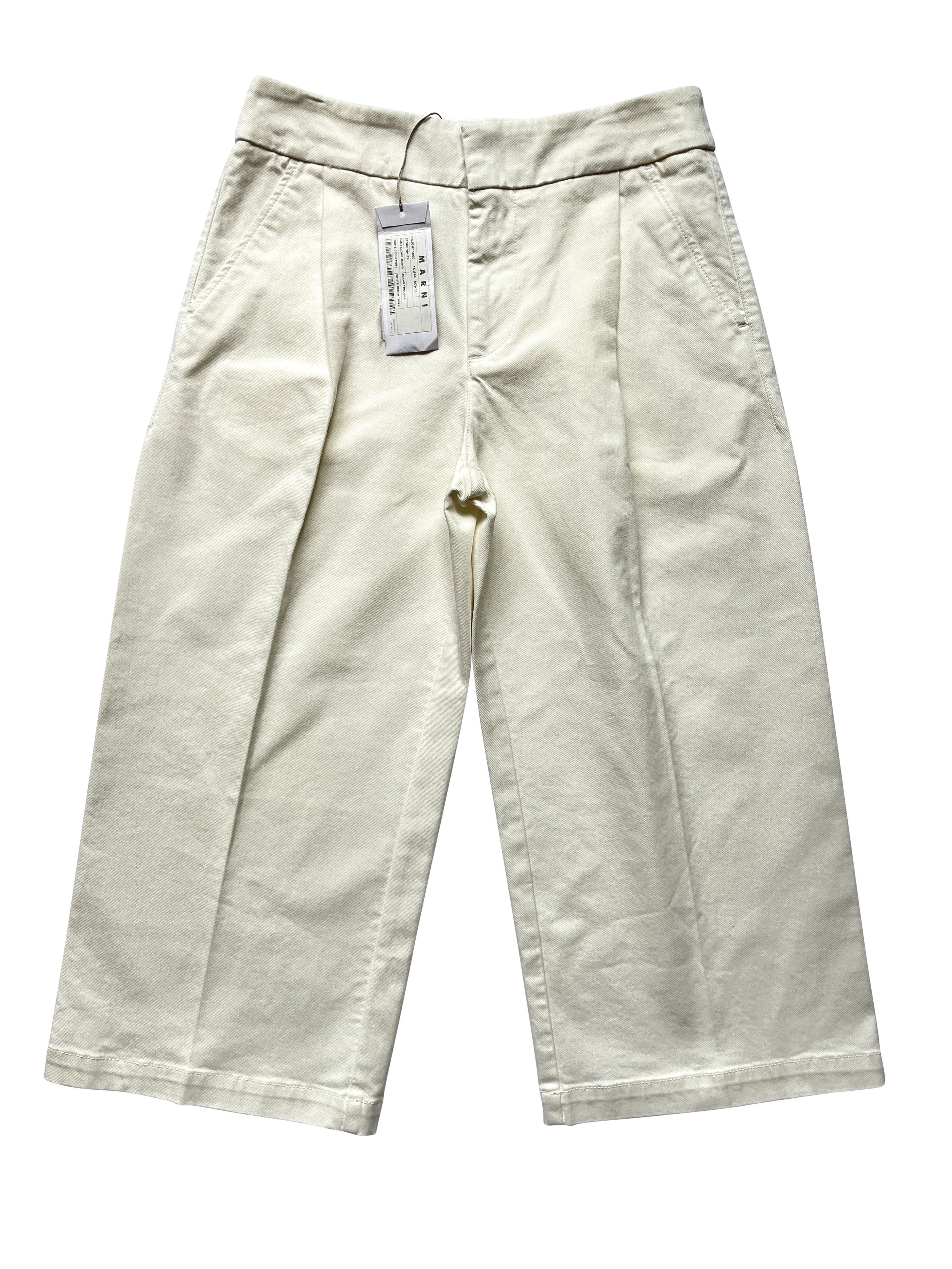 image of Marni Stone White Wide Leg Pants Trousers, Women's (Size 34)