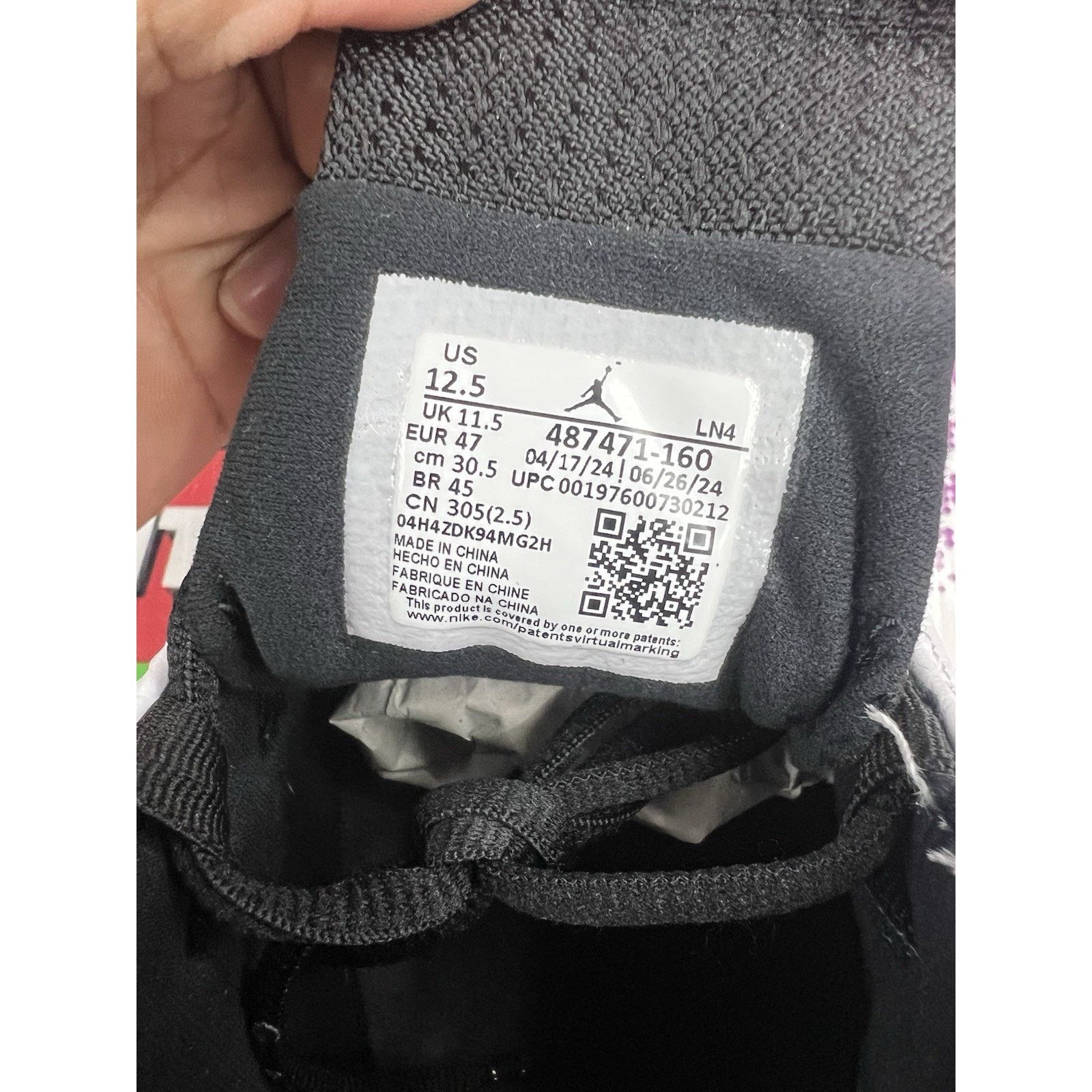 Jordan Brand Air Jordan 14 Retro Black Toe (2024) Size 12.5 (487471-160) Size US 12.5 / EU 45-46 - 7 Thumbnail