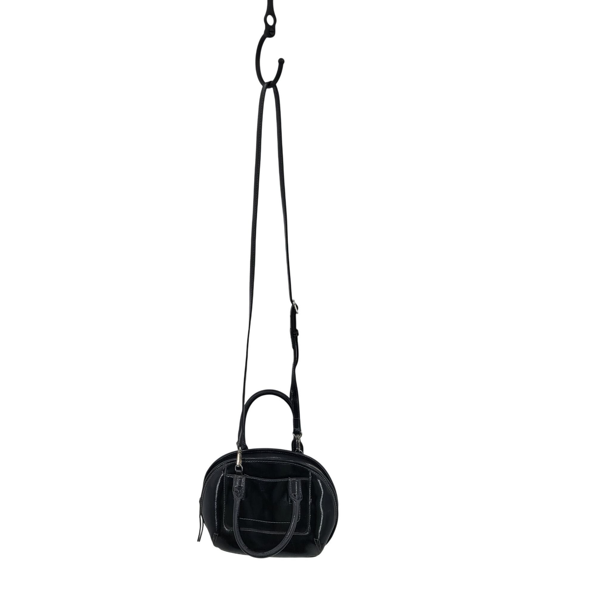 Nine West Vtg Black Faux Patent Leather Mini Top Handle Satchel Crossb Size ONE SIZE - 2 Thumbnail