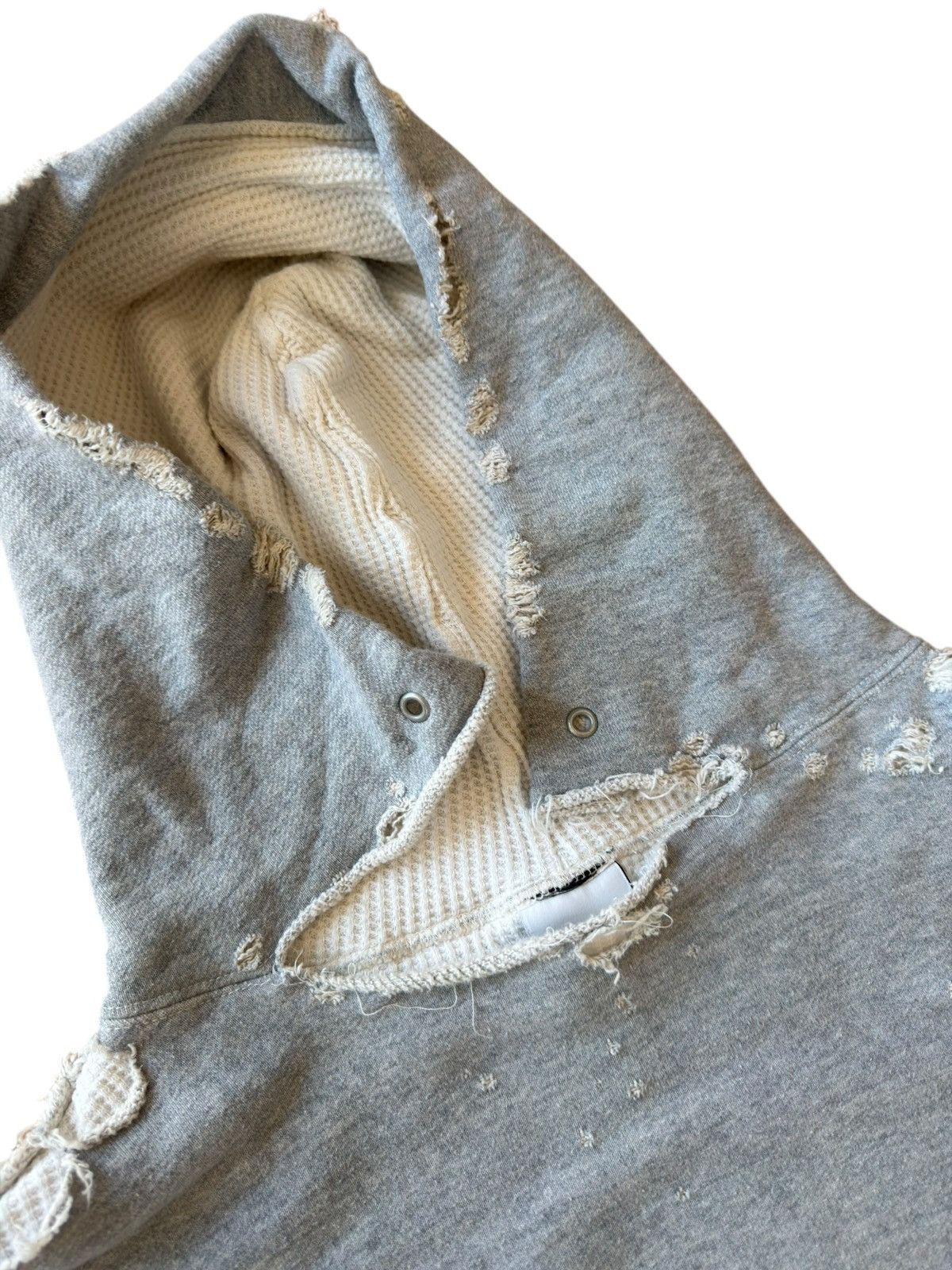 READYMADE *RARE* READYMADE JAPAN DOUBLE FACE THERMAL DISTRESSED HOODIE Size US XXL / EU 58 / 5 - 9 Thumbnail