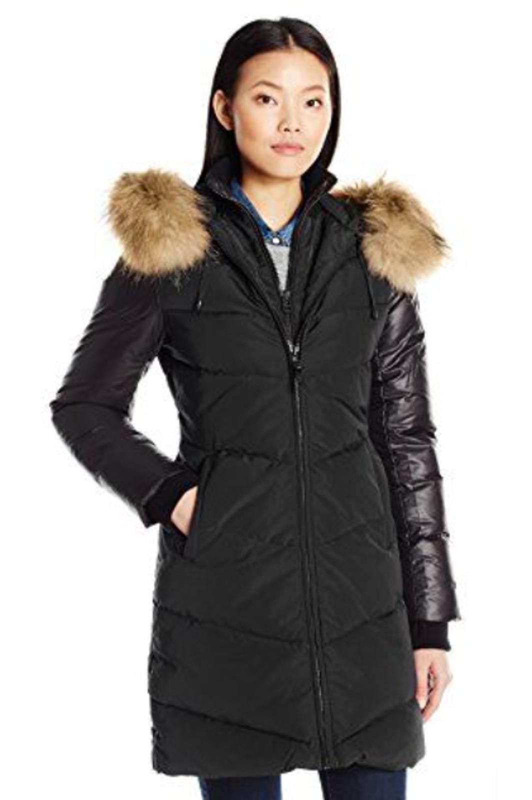 Rudsak Rudsak Mya quilted down puffer Dark Blue w/racoon hood Sz XL Size XL / US 12-14 / IT 48-50 - 1 Thumbnail