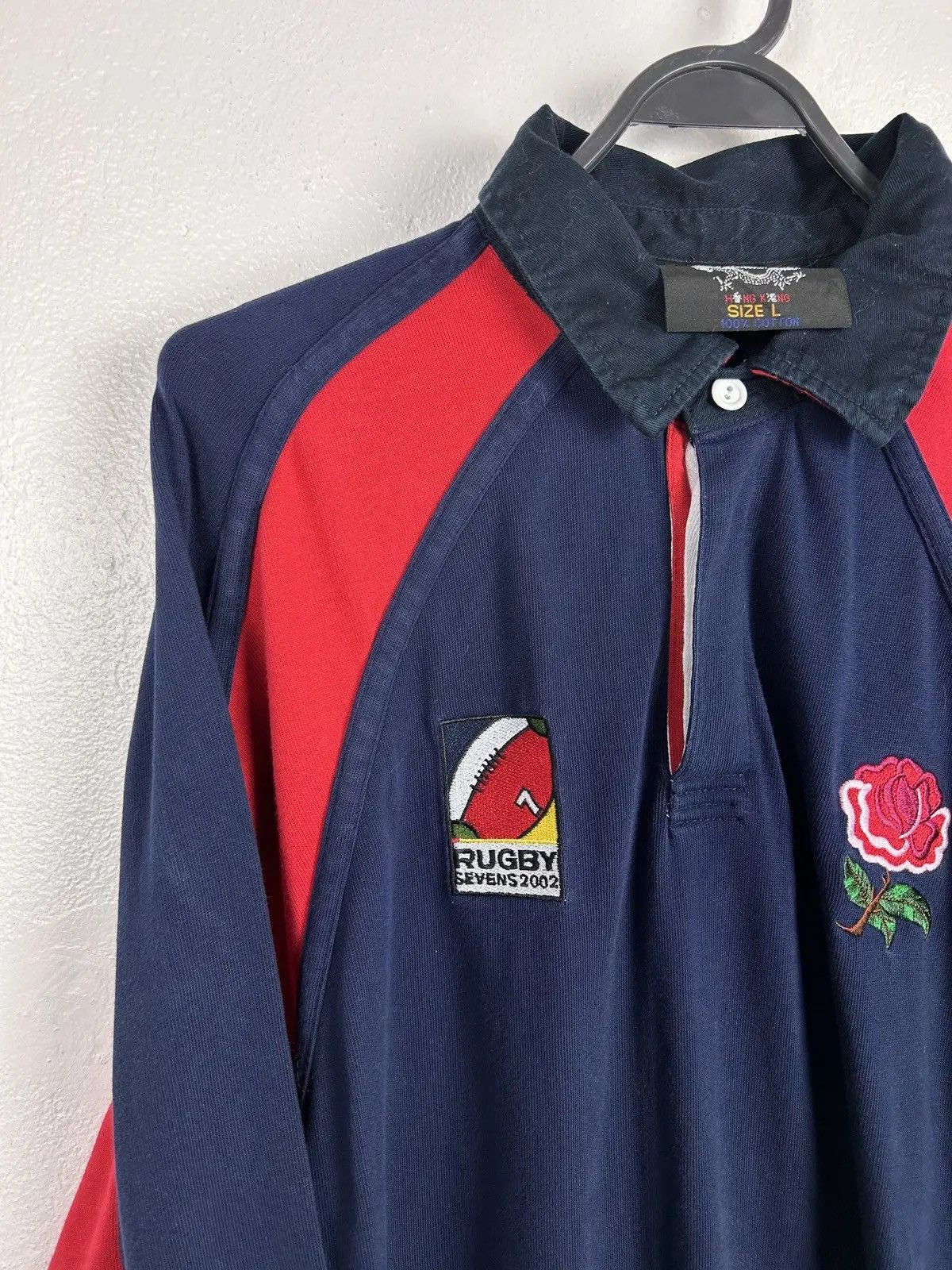 Vintage 00s Vintage Rugby Seves 2002 England Collared Long Sleeve Size US L / EU 52-54 / 3 - 3 Thumbnail