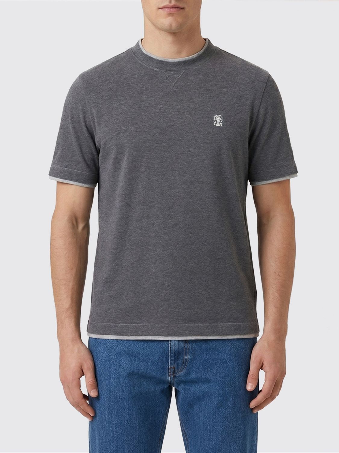 Brunello Cucinelli Brunello Cucinelli T-Shirt Men Lead Size US S / EU 44-46 / 1 - 1 Thumbnail