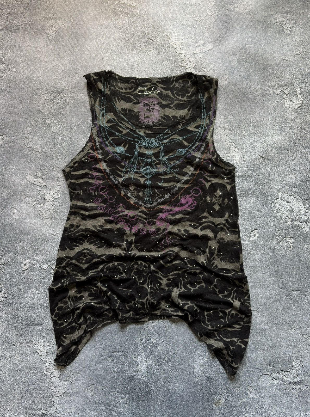 Custo Barcelona Vintage Custo Barcelona Y2K Rhinestones Grunge Tank Top Size M / US 6-8 / IT 42-44 - 1 Thumbnail
