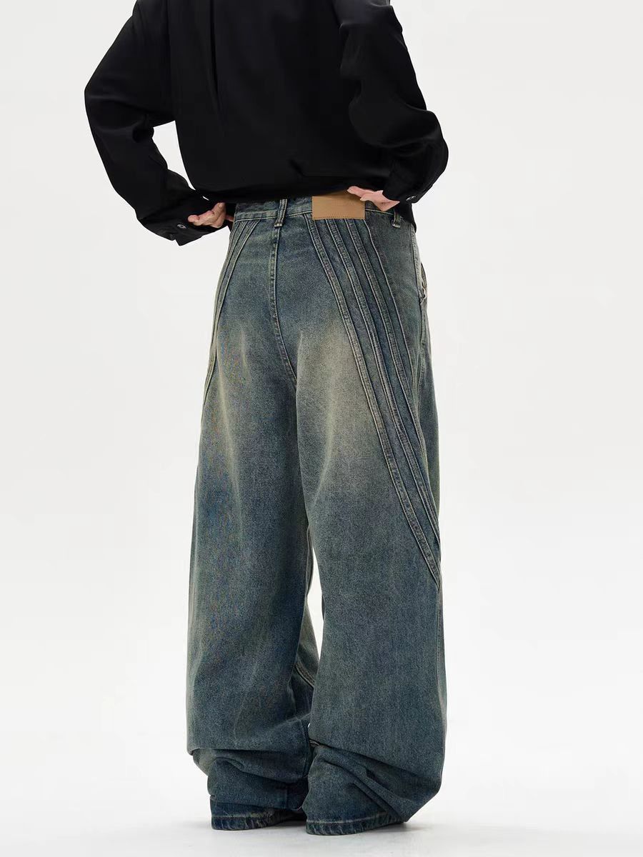 Japanese Brand × Jean Vintage street washed and distressed baggy micro flare jeans Size US 32 / EU 48 - 4 Thumbnail