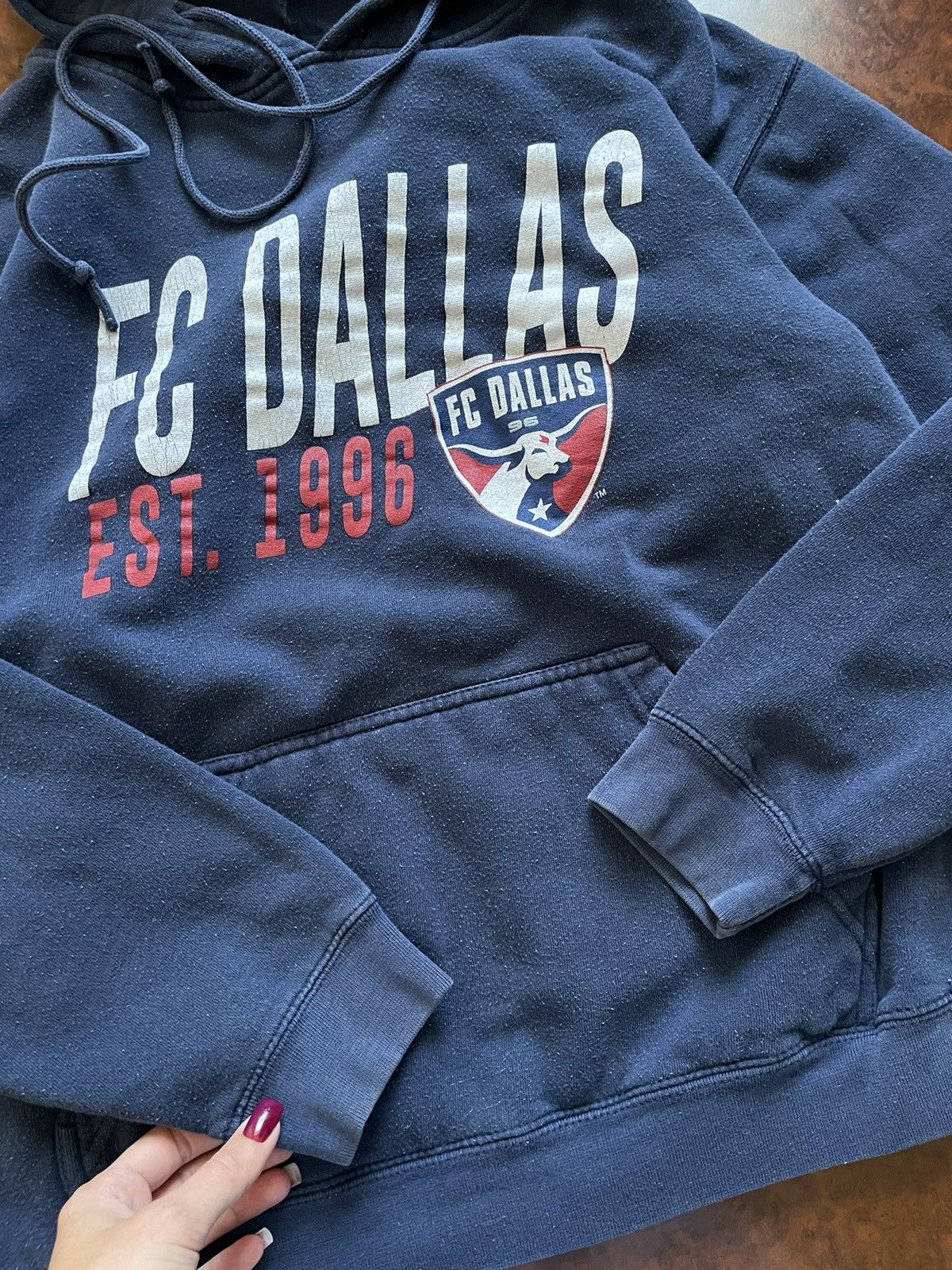 Band Tees × Vintage 90s FC DALLAS 1996 HOODIE HOODED BOXY LOGO BAGGY Size US M / EU 48-50 / 2 - 3 Thumbnail
