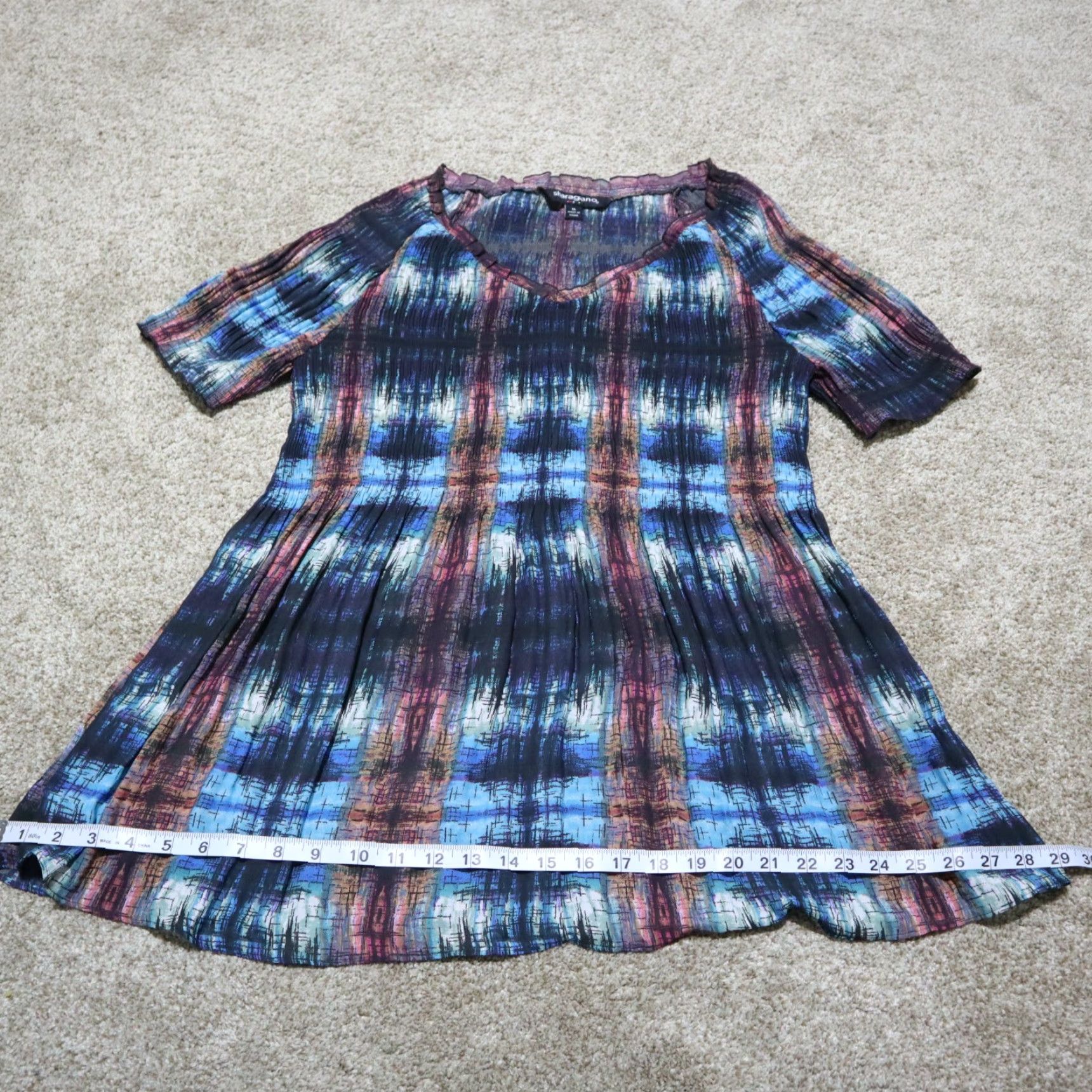 Vintage Sharago Sharagano Shirt Women XL Blue Short Sleeve Beaded Lightweight Casual Vintage No Size XL / US 12-14 / IT 48-50 - 5 Thumbnail