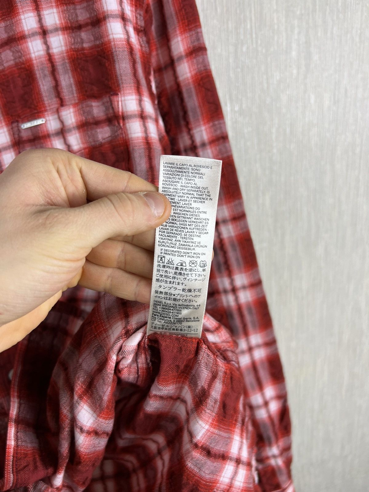 Diesel Diesel plaid button up checked distressed shrunk shirt logo Size US L / EU 52-54 / 3 - 19 Thumbnail