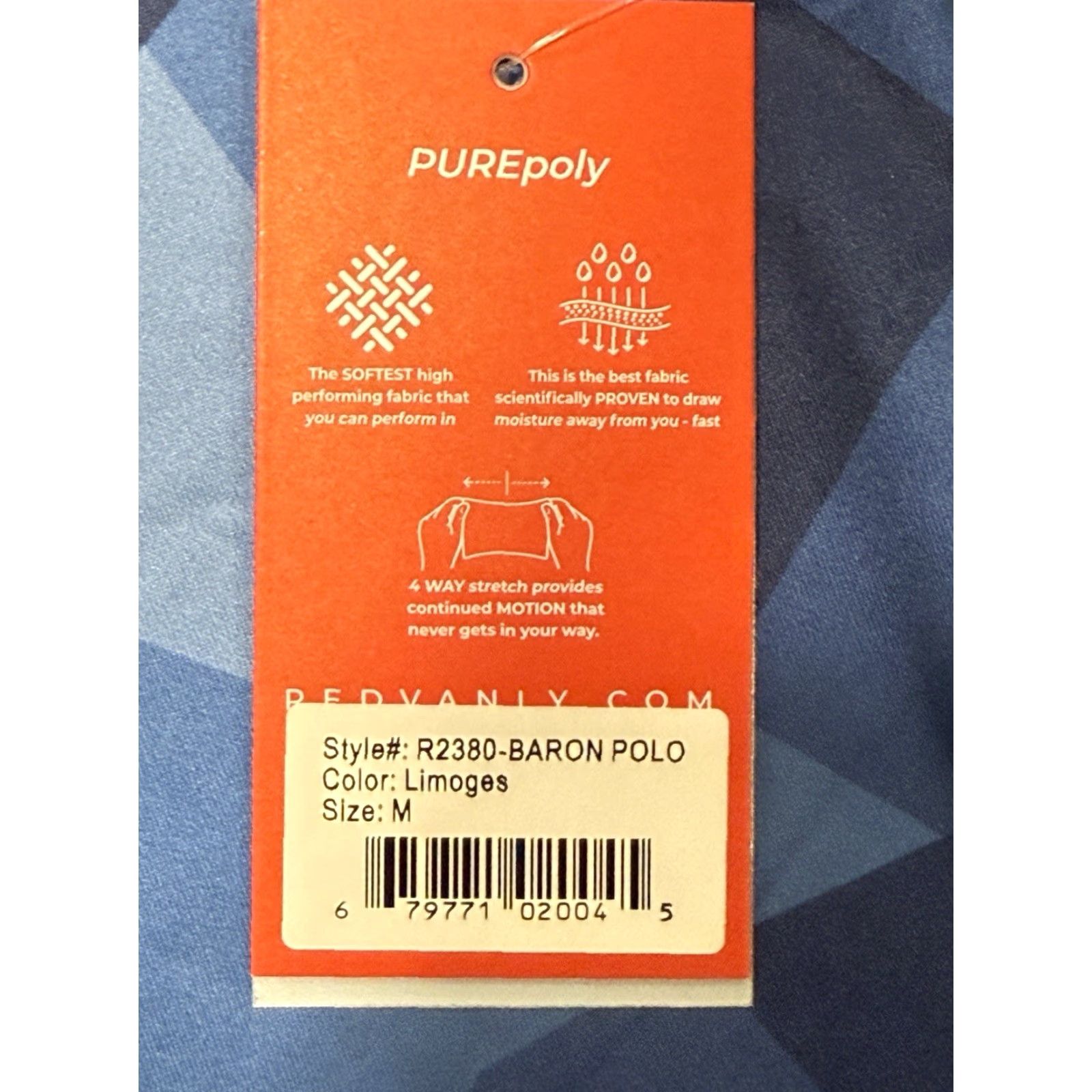 Vintage Redvanly Baron Polo Men's M Blue Geometric Lightweight Polyester Spandex Golf Shirt Casual Activewear Modern Outdoor Mens Size US M / EU 48-50 / 2 - 5 Thumbnail