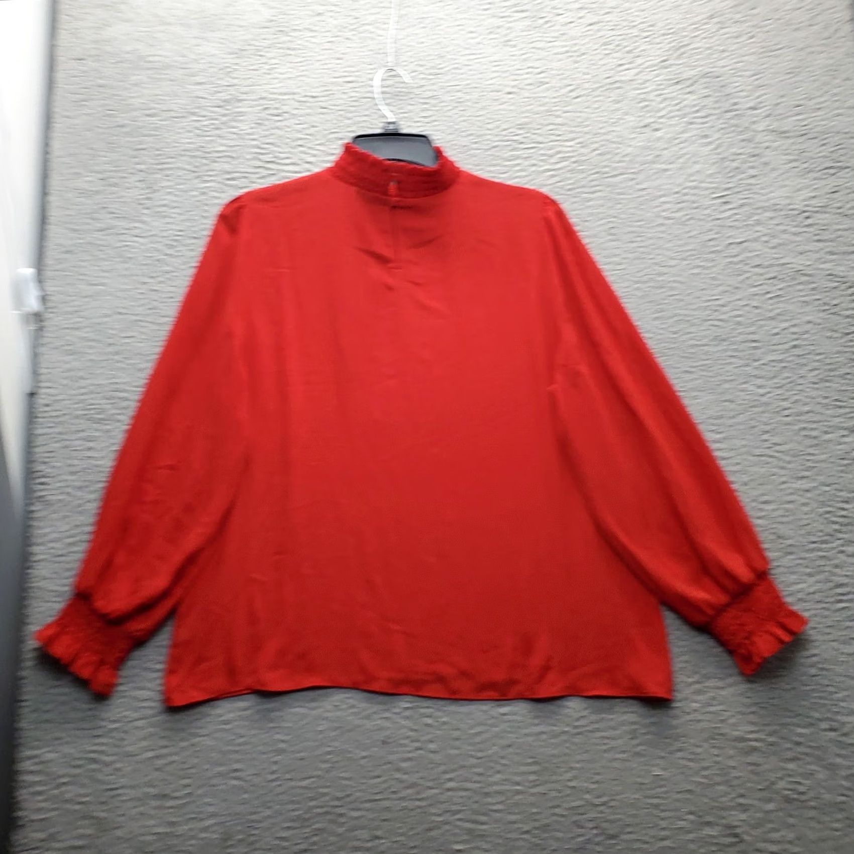 Worthington Worthington Blouse Womens Size XL Red High Neck Back Zip Long Sleeve Shirt Size XL / US 12-14 / IT 48-50 - 2 Thumbnail
