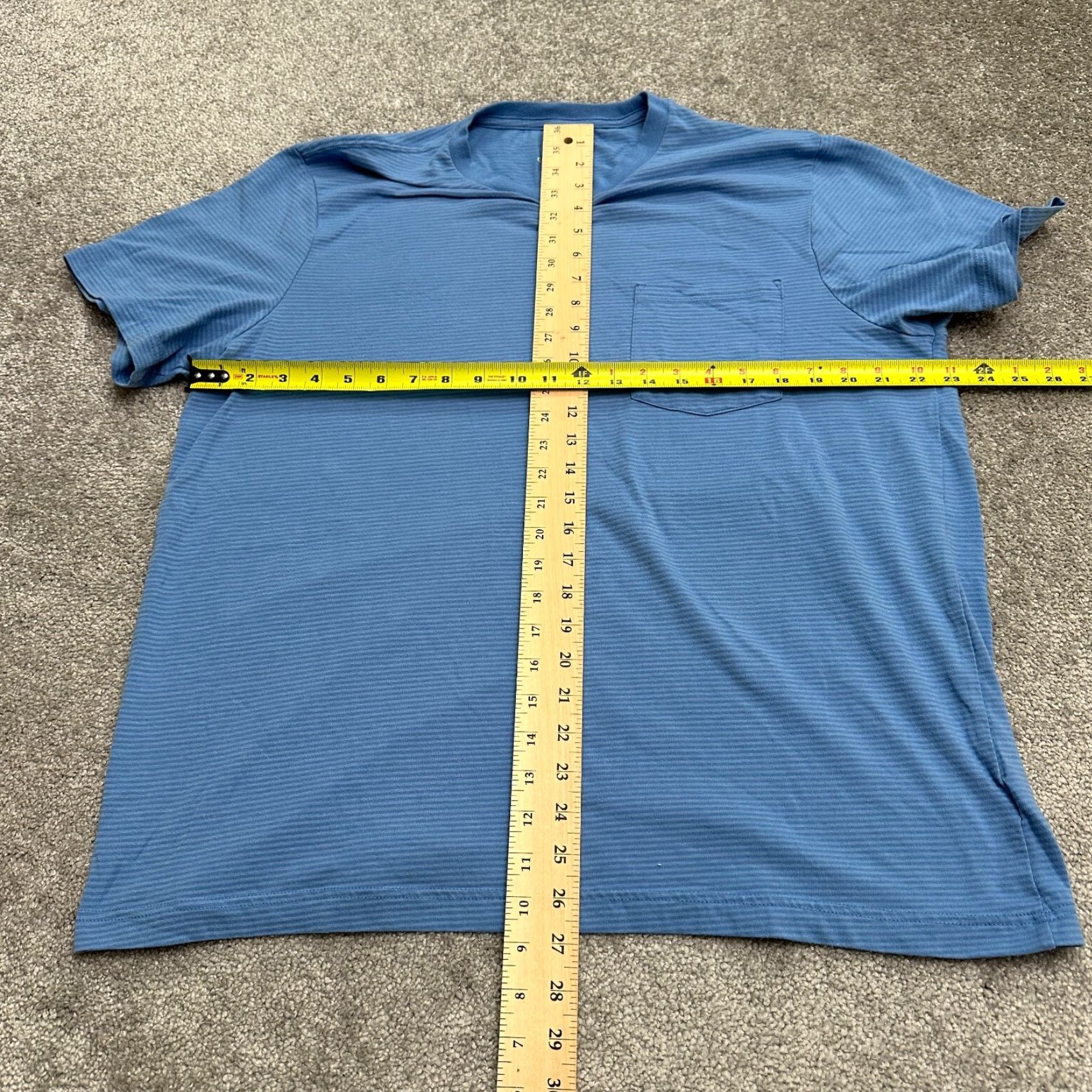 George GEORGE Shirt Mens XL Blue Striped Crew Neck Pocket Tee Adult Large Regular Fit BLUE Striped 90s? (No decade) Mens Size US XL / EU 56 / 4 - 7 Thumbnail