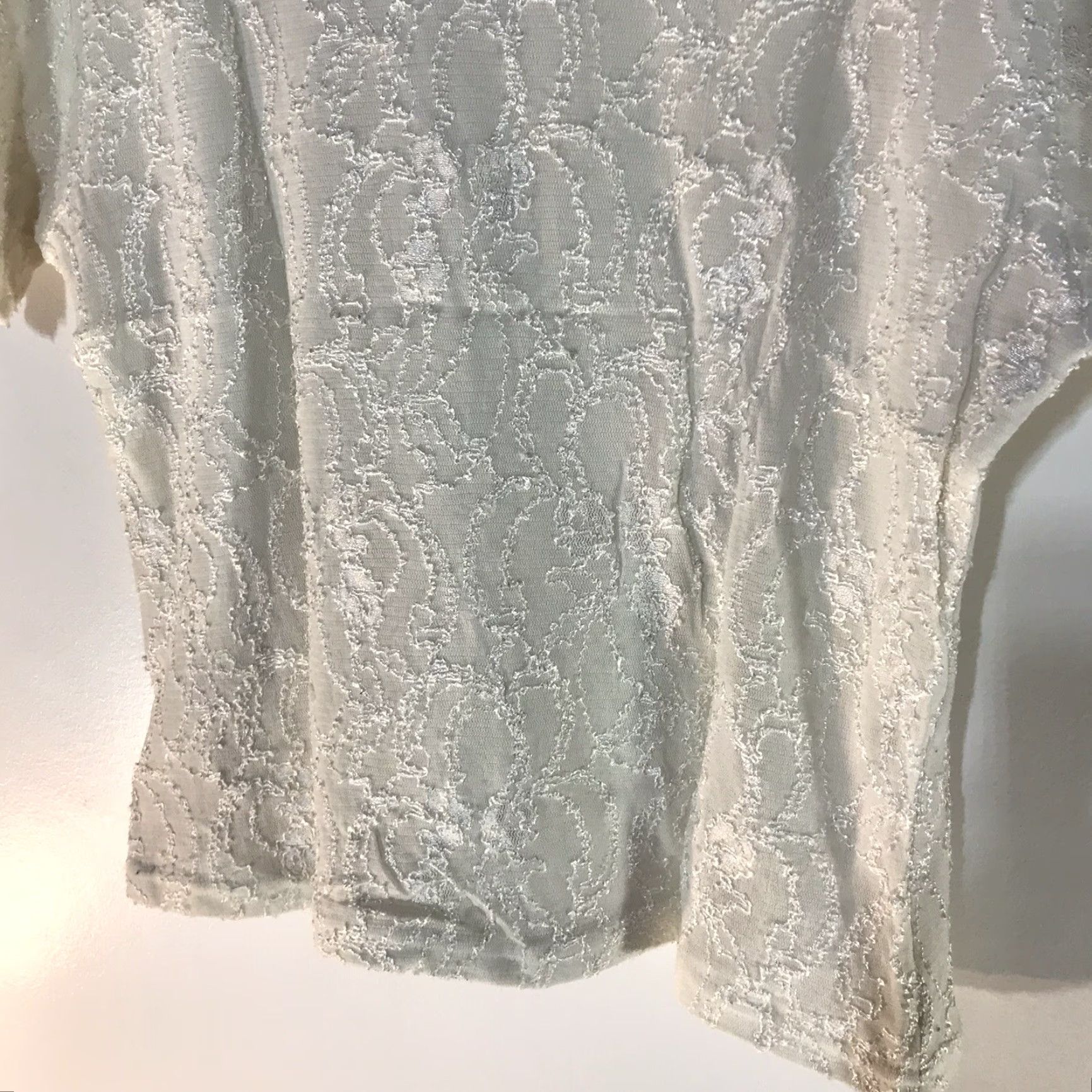 Worthington Vintage Worthington Cream Textured Lined Top Womens Size L USA Size L / US 10 / IT 46 - 7 Thumbnail