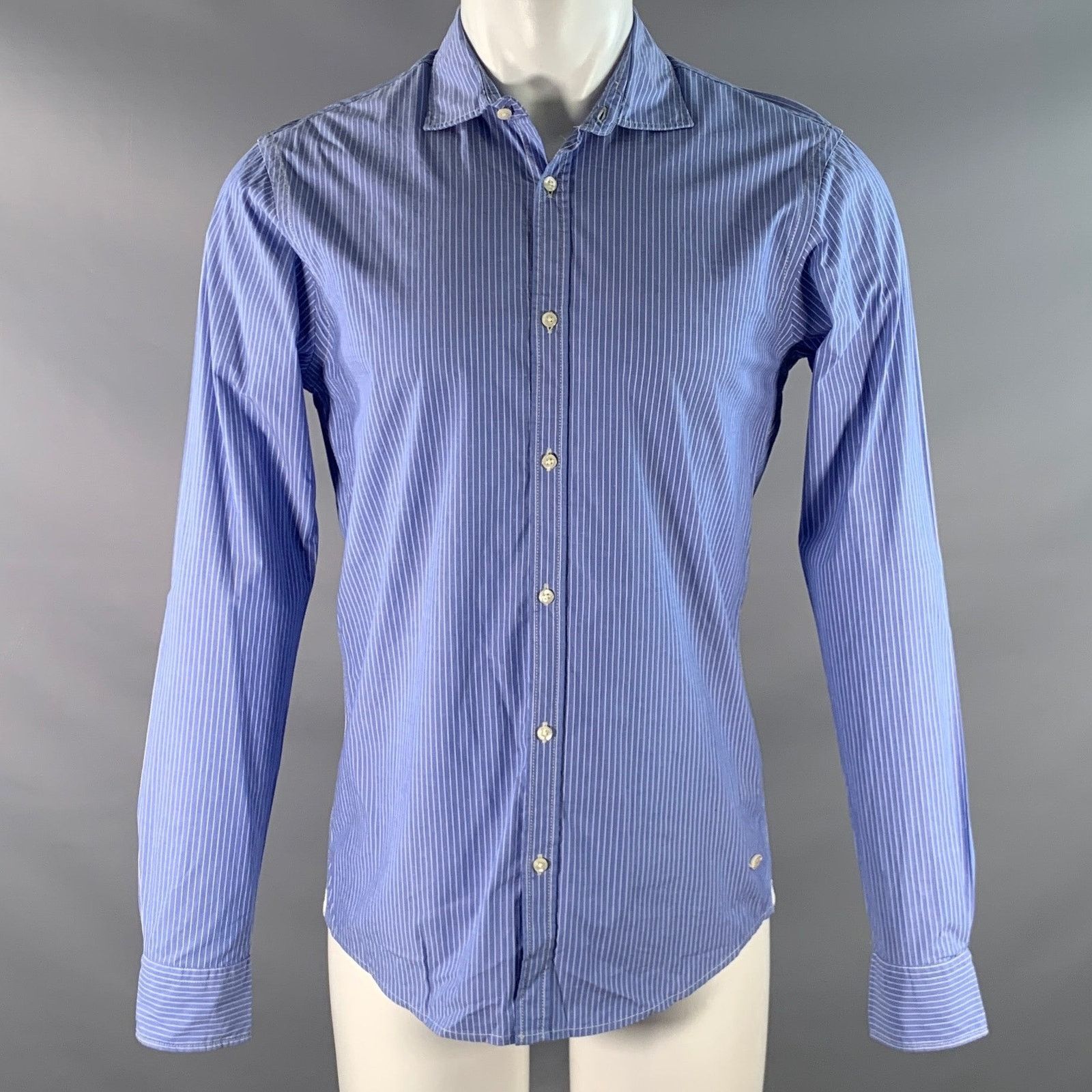 Scotch & Soda Size M Blue White Stripe Cotton Long Sleeve Shirt Size US M / EU 48-50 / 2 - 1 Thumbnail