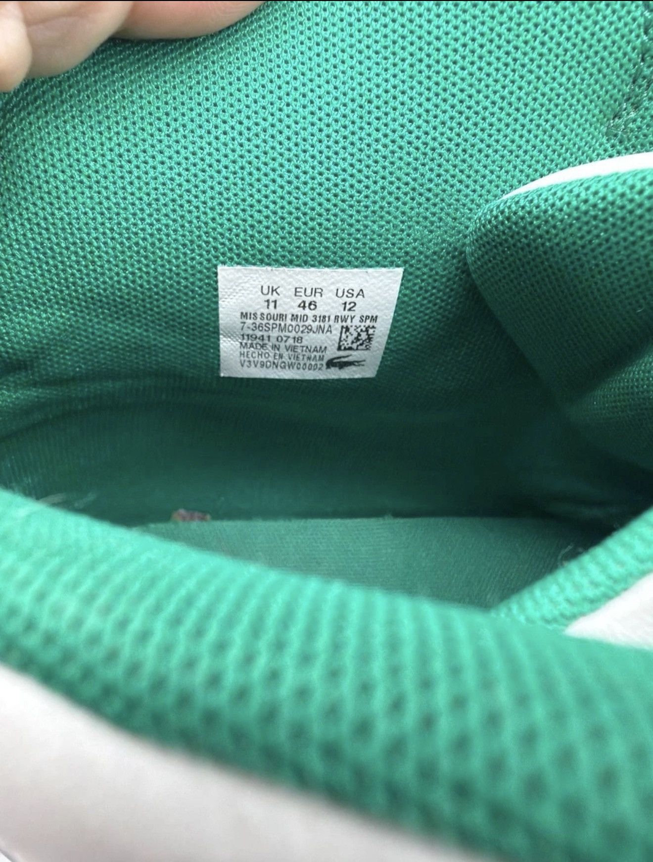 Lacoste Lacoste Missouri Mid White Green Leather High-Top Sneakers Size US 12 / EU 45 - 7 Thumbnail