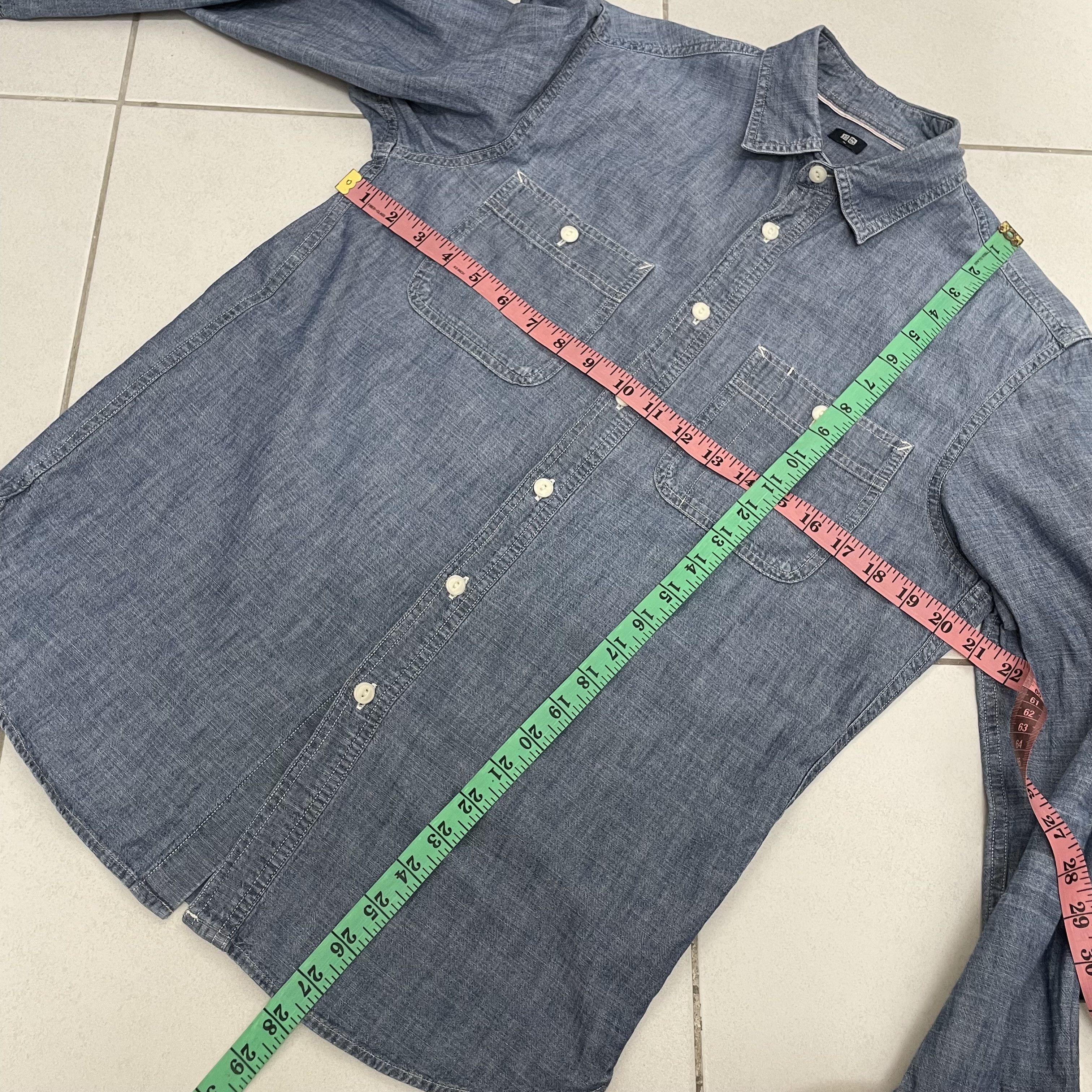 Japanese Brand × Uniqlo ⭐️SALE⭐️ [M] CHAMBRAY UNIQLO JAPAN WORK WEAR SELVEDGE SHIRT Size US M / EU 48-50 / 2 - 3 Thumbnail