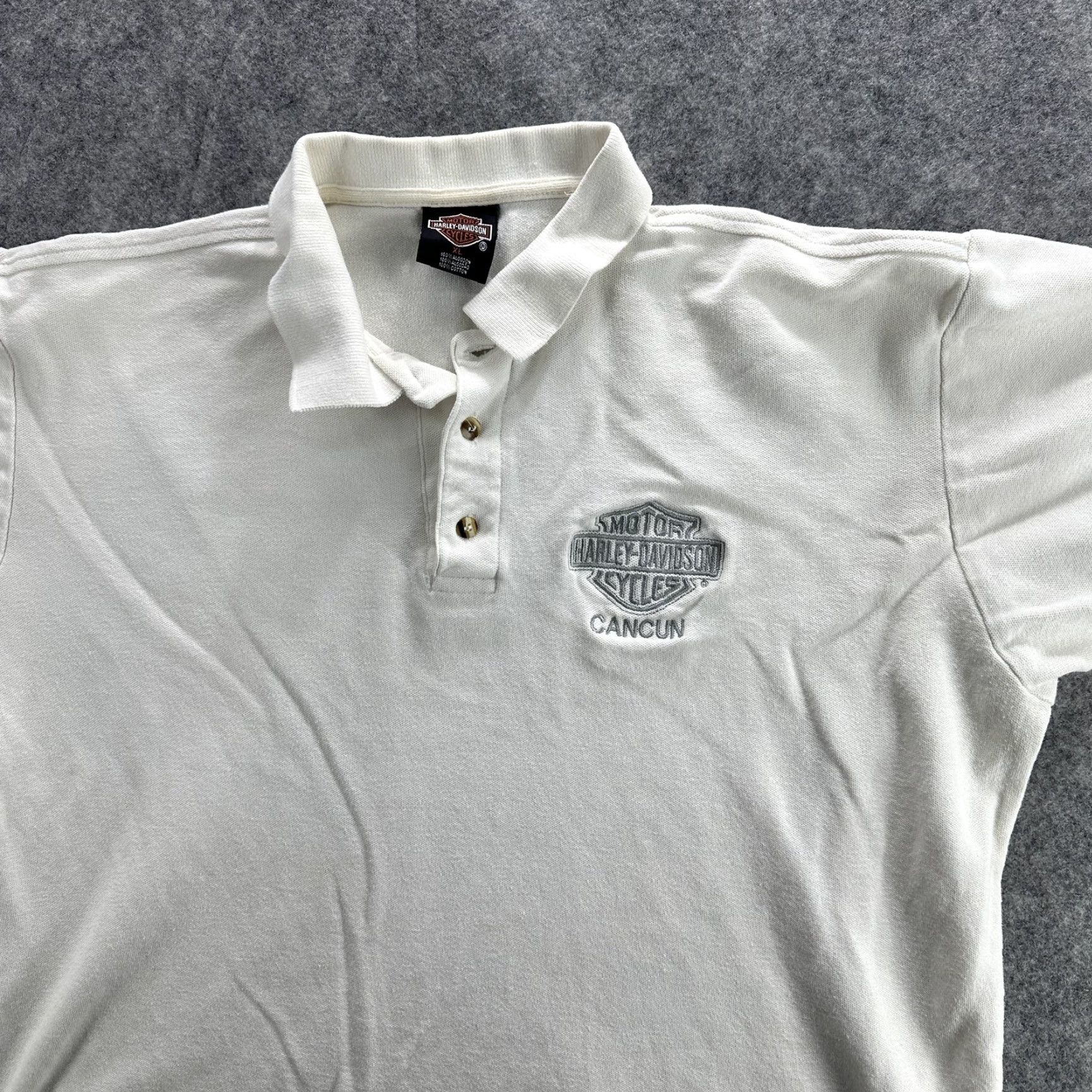 Harley Davidson VINTAGE Harley-Davidson Polo Shirt Mens XL Cancun Embroidered Short Sleeve Motorcycle White Clothing Size US XL / EU 56 / 4 - 2 Thumbnail