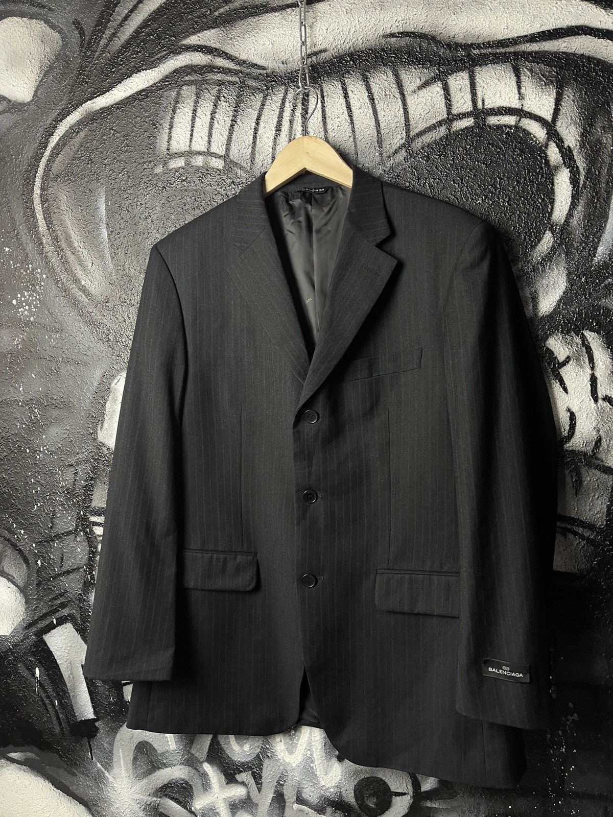 Balenciaga Vintage Classic Striped Wool Blazer Jacket Men’s Size 52