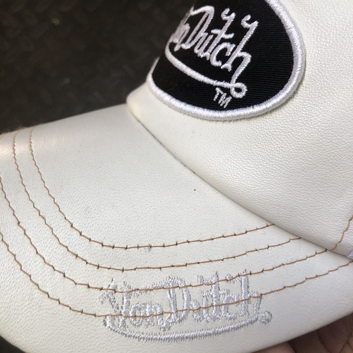 Von Dutch Von Dutch Leather White Trucker Hat Size ONE SIZE - 4 Thumbnail