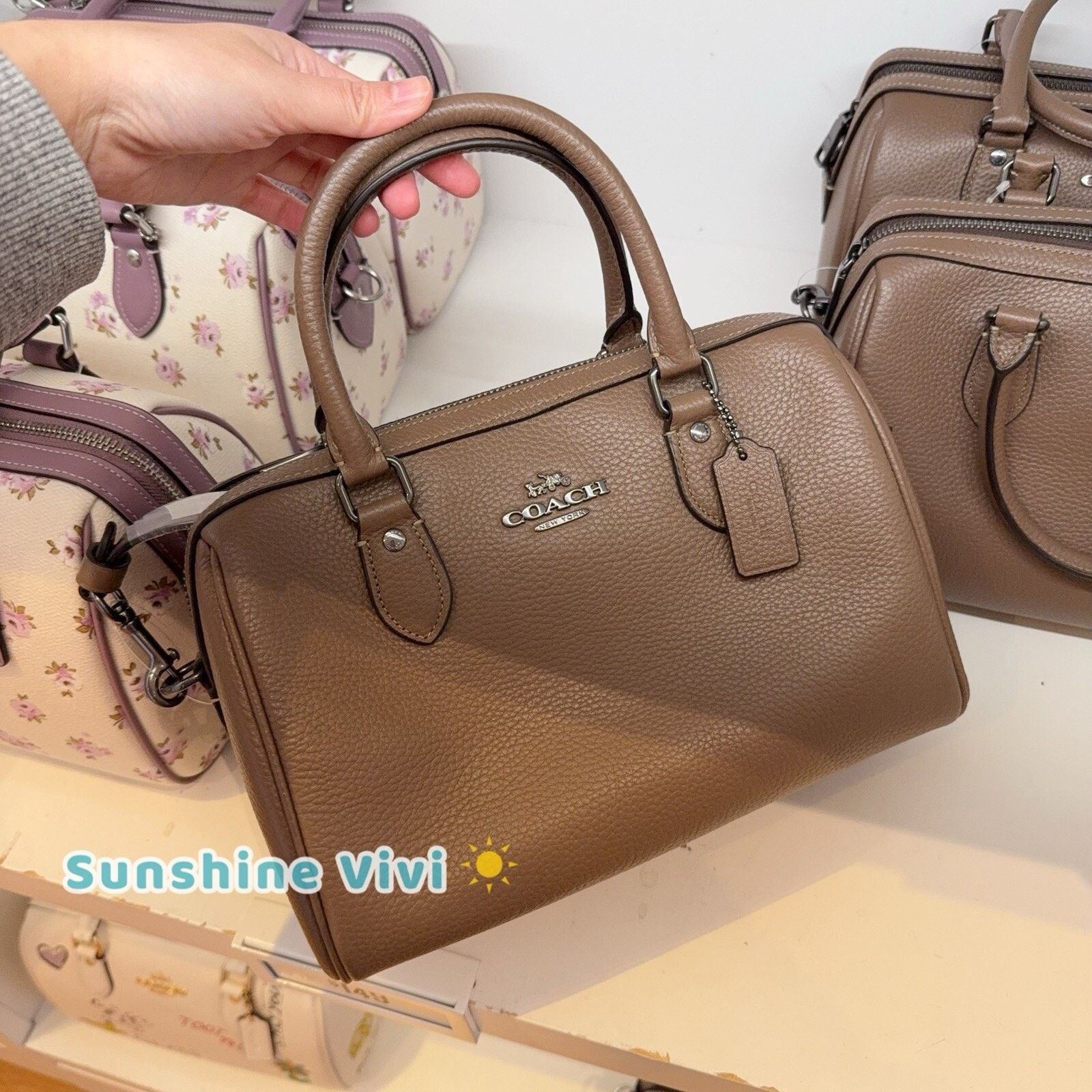 Coach NWT Coach Rowan Satchel CV962 Pebbled Leather Qb/Dark Stone Size ONE SIZE - 1 Thumbnail