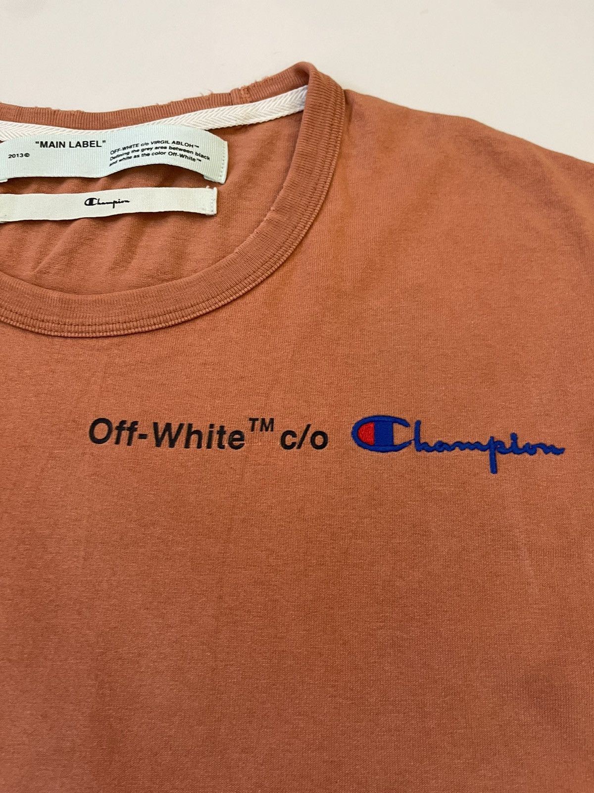 Champion × Off-White Off White X Champion Tee Brown Black Size US XL / EU 56 / 4 - 3 Thumbnail