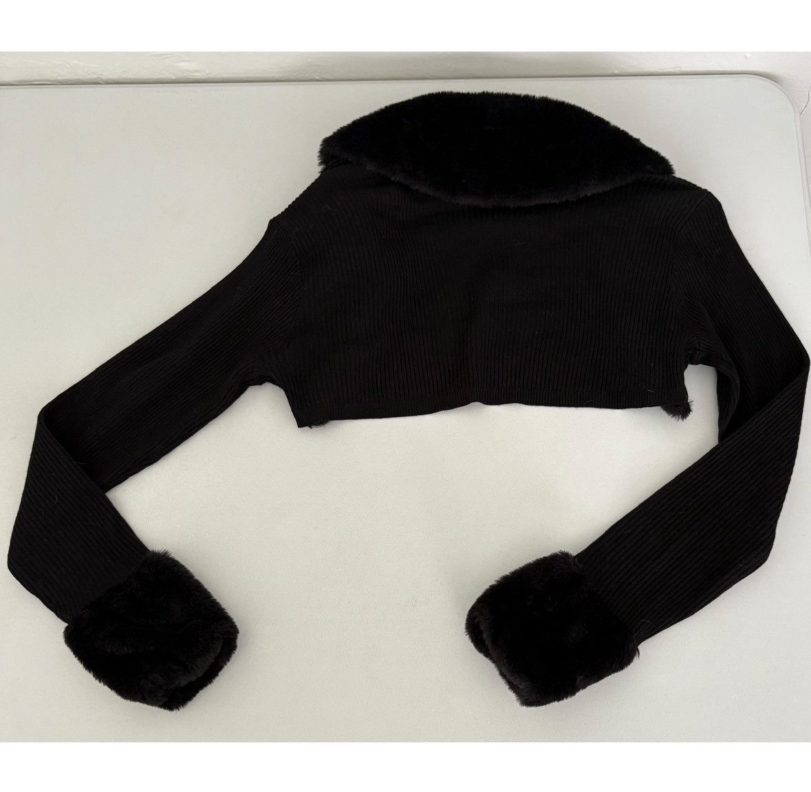 Vintage Black Fur Long Sleeve Sweater Shrug Shawl Shirt Top Size S 🖤 Size S / US 4 / IT 40 - 4 Thumbnail