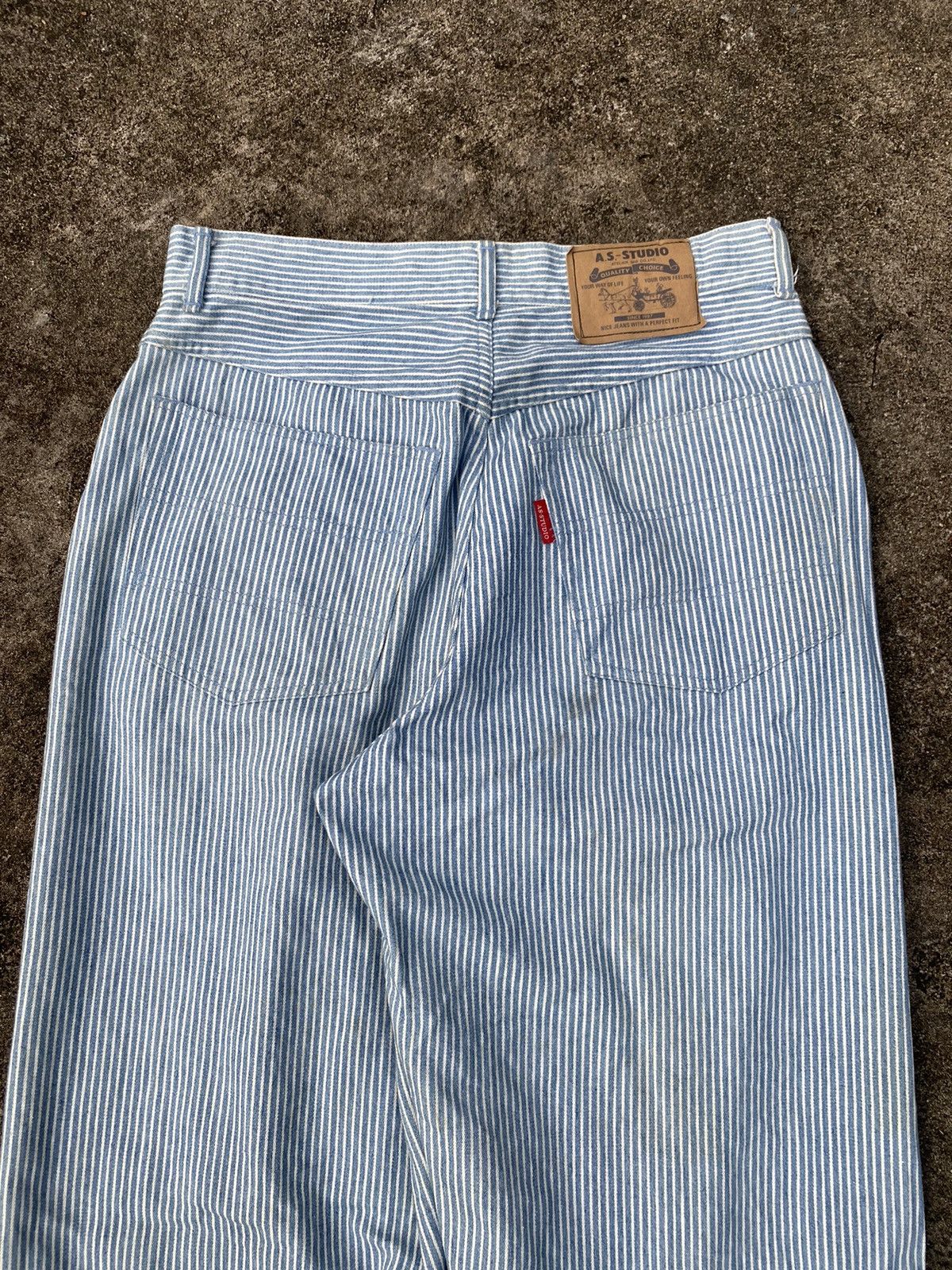 Issey Miyake 💸BINDINGOFFER💸A.S Studio-Japanesebrand Stripe Denim Hickory Size US 32 / EU 48 - 5 Thumbnail