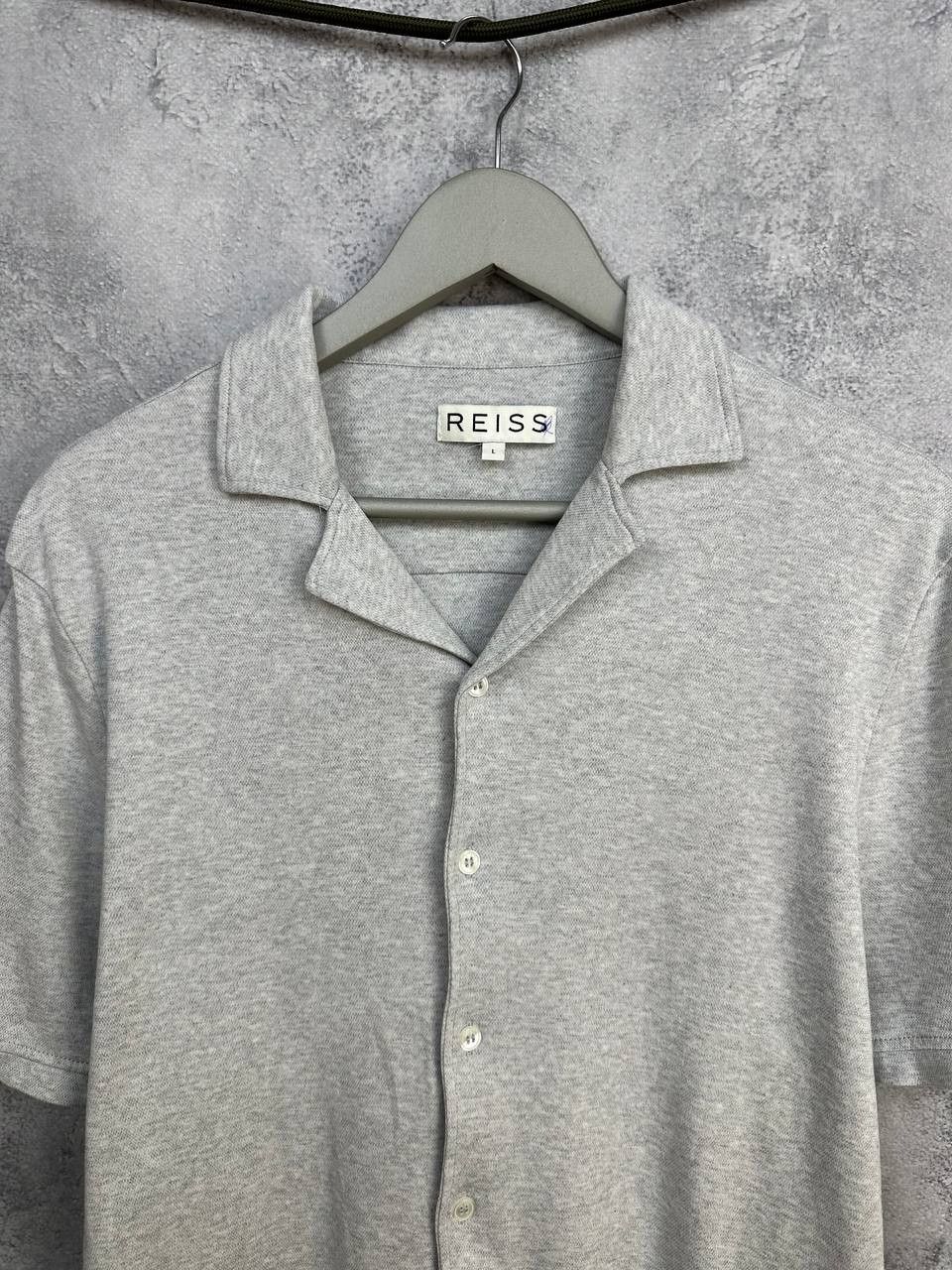 Reiss Reiss Antonio Cotton Resort Shirt Light Gray Short Sleeve Size US L / EU 52-54 / 3 - 4 Thumbnail