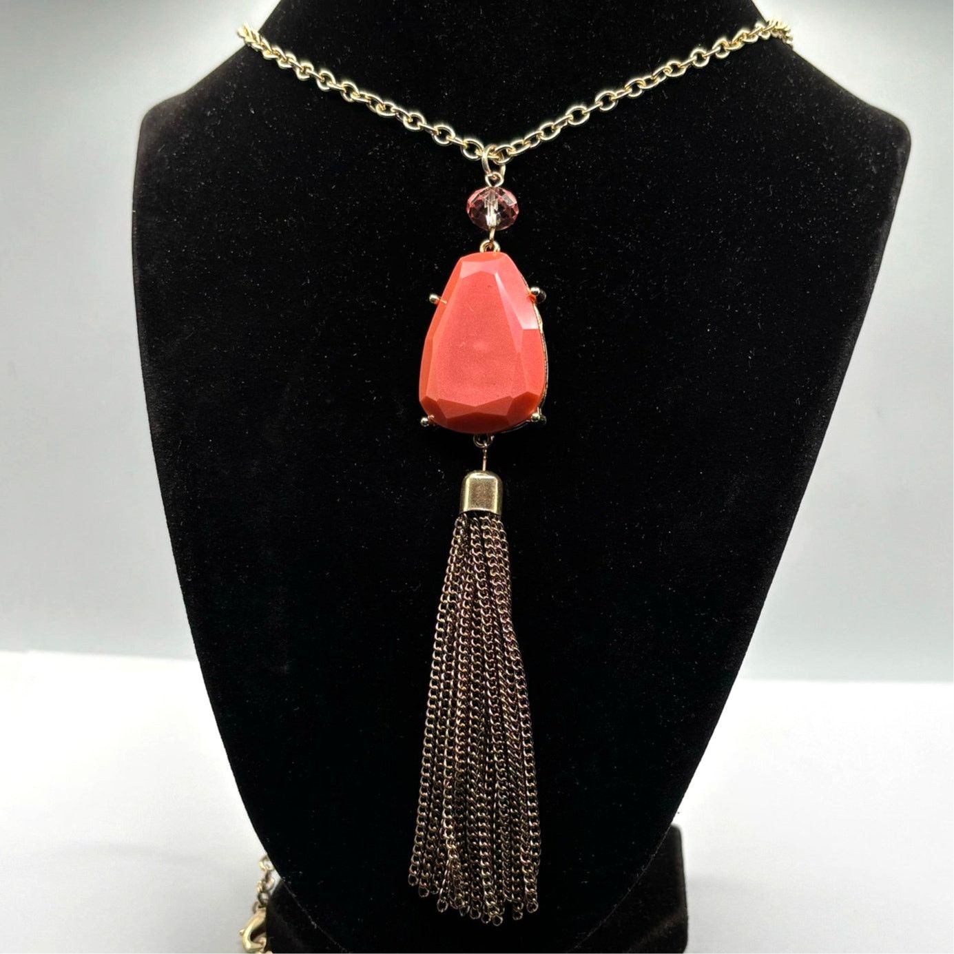 Other Gold Crystal Tassel Charming Charlie Necklace Size ONE SIZE - 1 Thumbnail