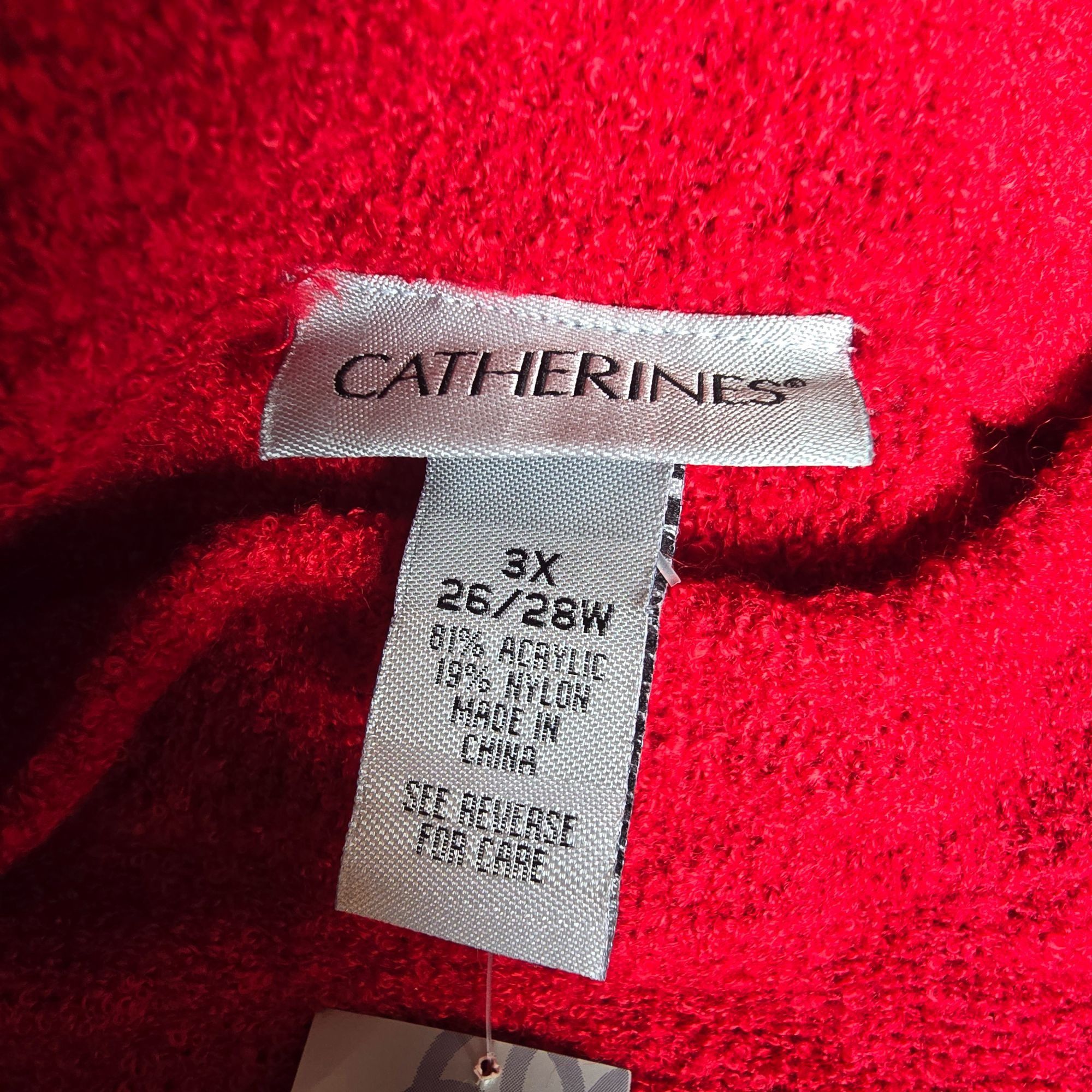 Other Catherines Red Sweater Bouclé Knit Mockneck Tunic Size 3X 26 Size 3XL / US 20-22 - 9 Thumbnail