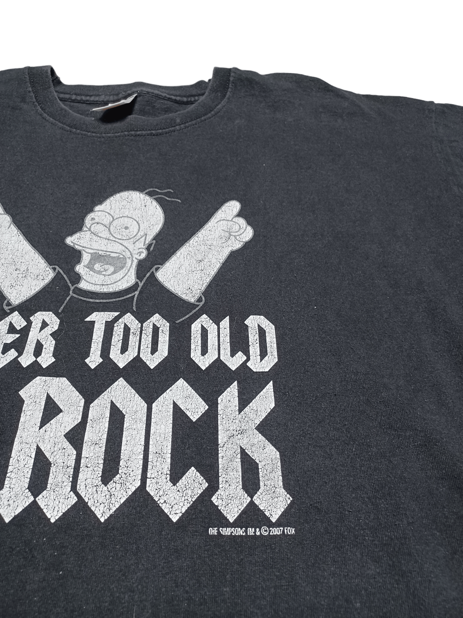 Fruit Of The Loom 2007 VINTAGE FOTL NEVER TOO OLD TO ROCK SIMPSONS HOMER TEE Size US XL / EU 56 / 4 - 3 Thumbnail