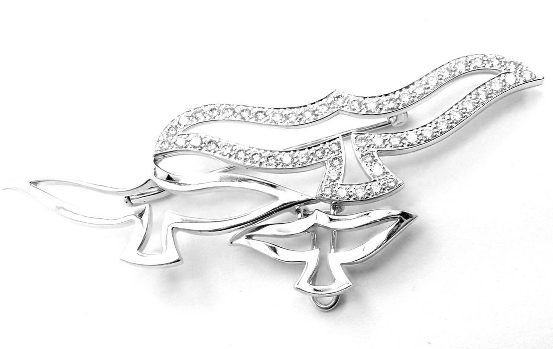 Cartier Cartier Bird 18k White Gold Diamond Pendant Pin Brooch | Grailed